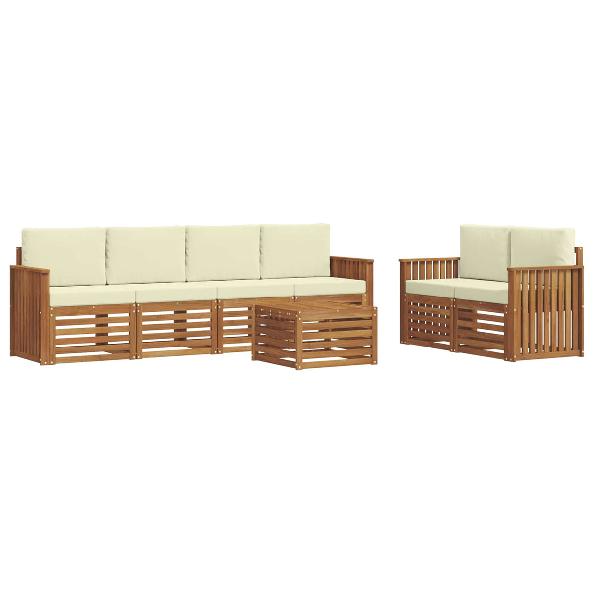 Set vanjskih sofa 7 pcs Prirodna i krem Čvrsto drvo akacije