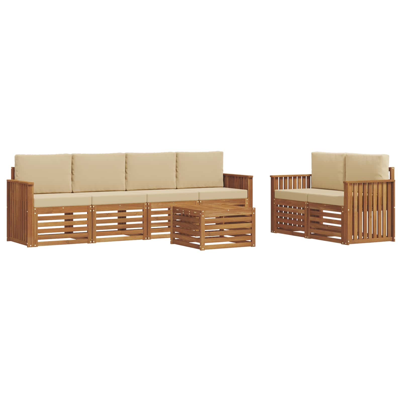 Set vanjskih sofa 7 pcs Prirodna i bež Čvrsto drvo akacije
