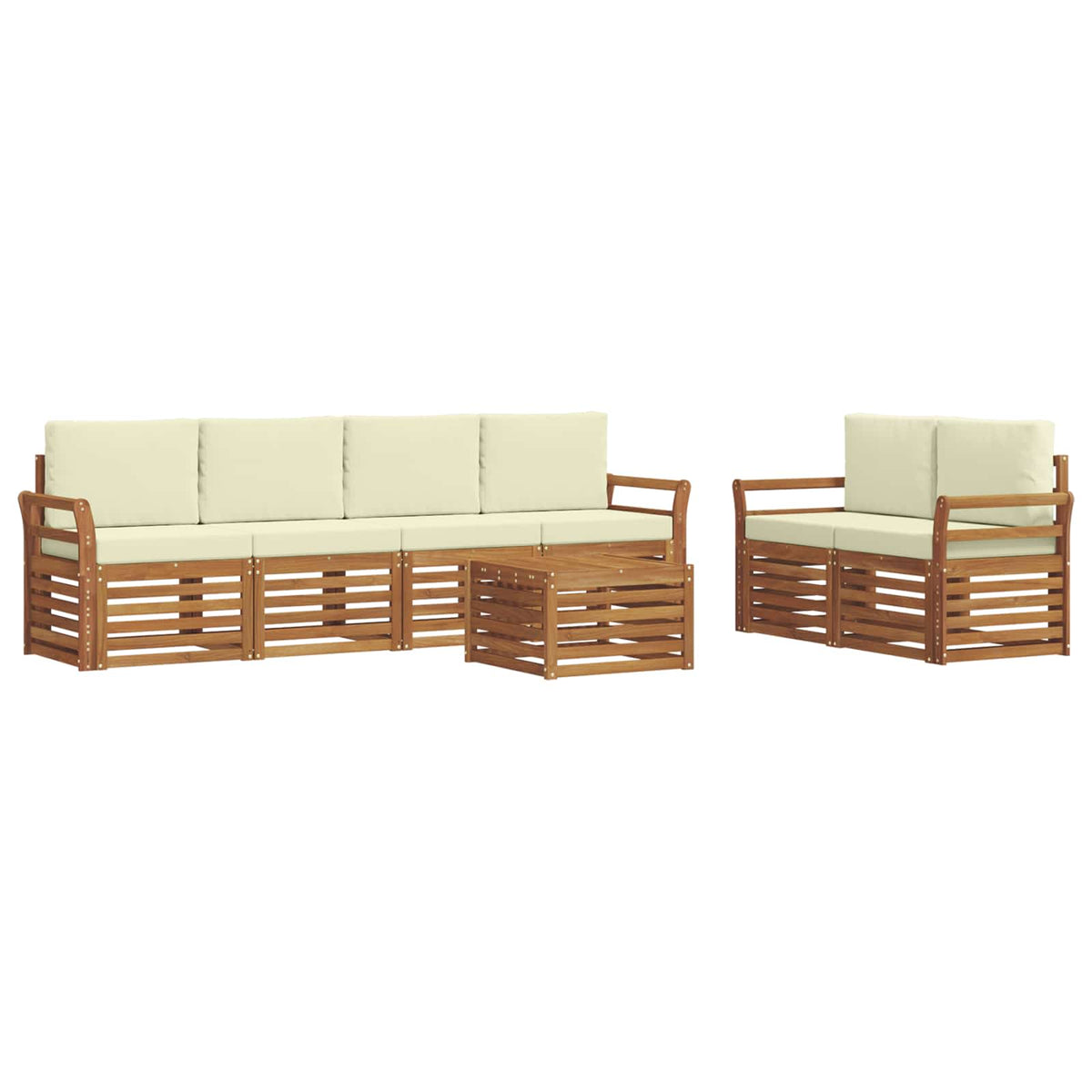 Set vanjskih sofa 7 kom. Prirodna i krem Čvrsto drvo akacije