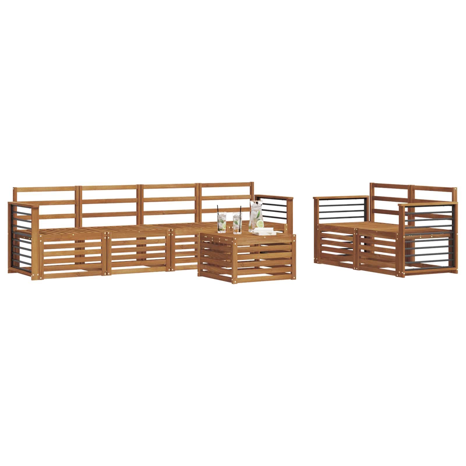 Setovi sofa 7 pcs Prirodna Čvrsto drvo akacije