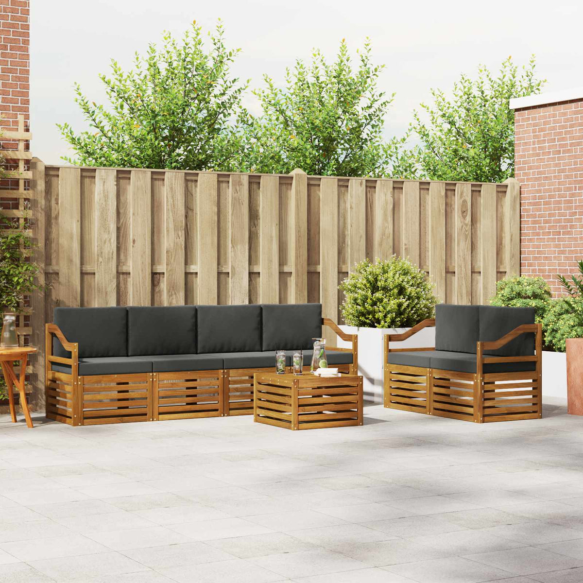 Set vanjskih sofa 7 kom. Prirodna i antracit