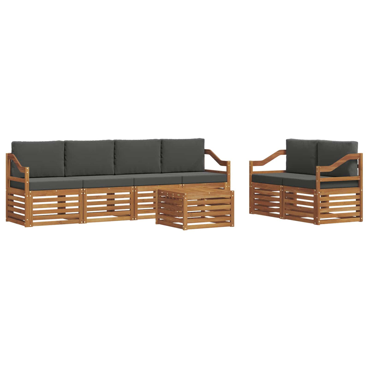 Set vanjskih sofa 7 kom. Prirodna i antracit