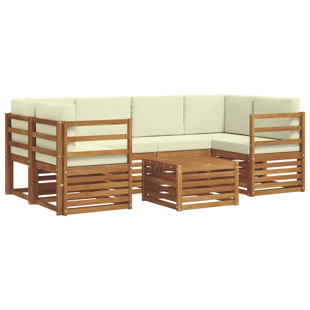 Set vanjskih sofa 7 kom. Prirodna i krem Čvrsto drvo akacije