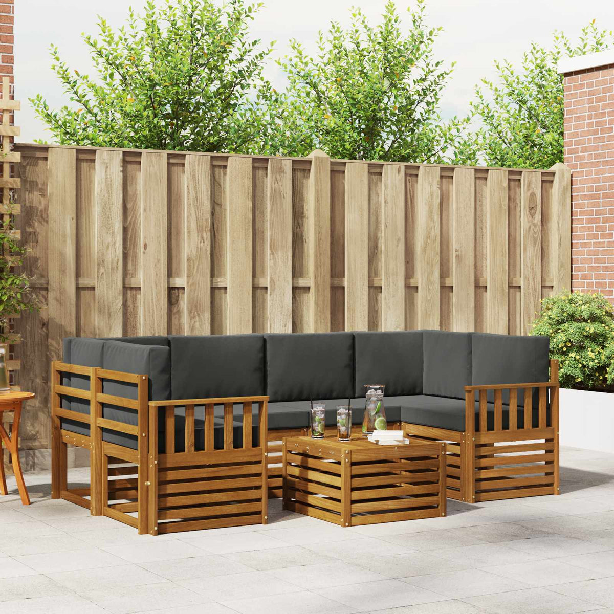Set vanjskih sofa 7 kom. Prirodna i antracit