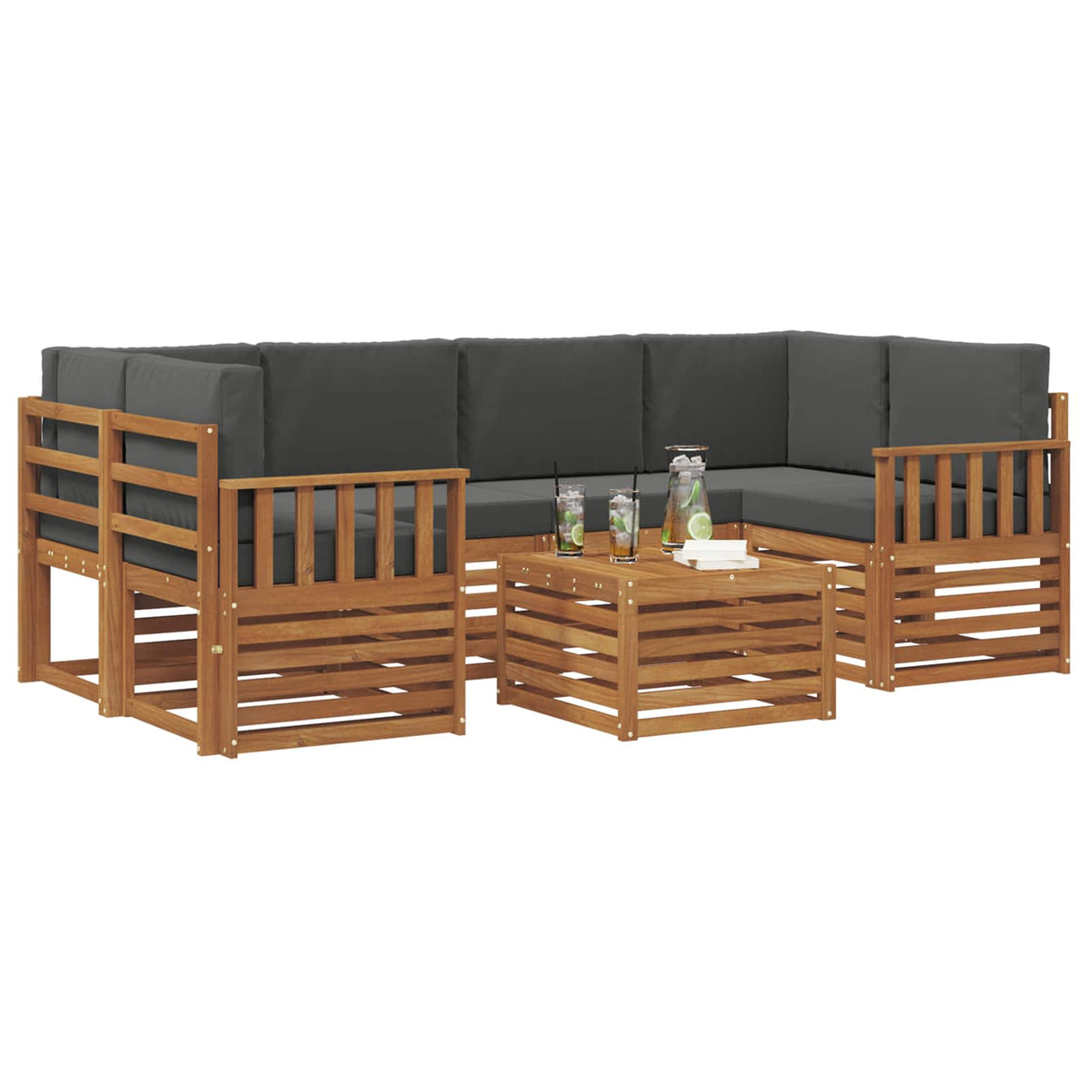 Set vanjskih sofa 7 kom. Prirodna i antracit