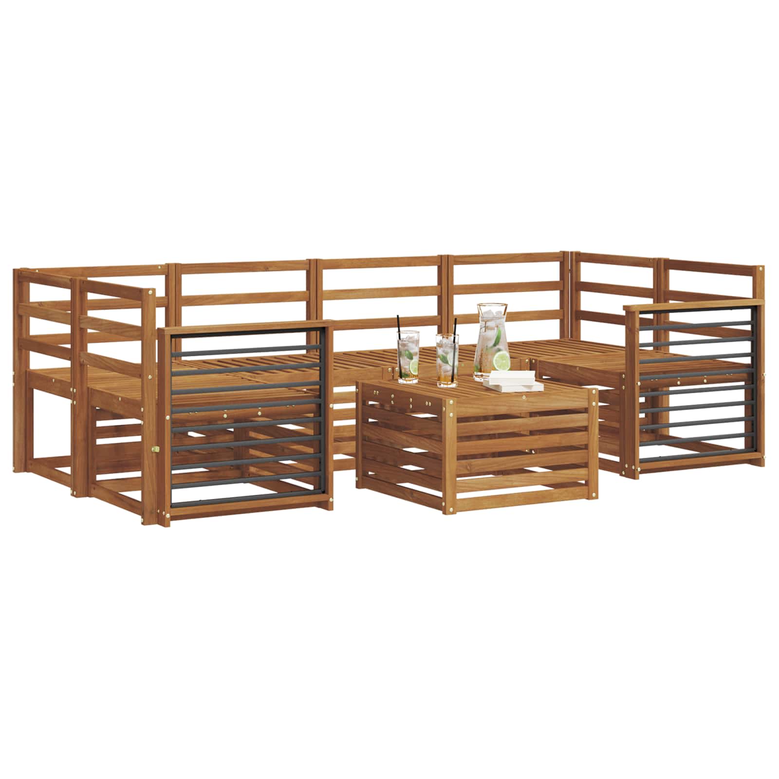 Setovi sofa 7 pcs Prirodna Čvrsto drvo akacije