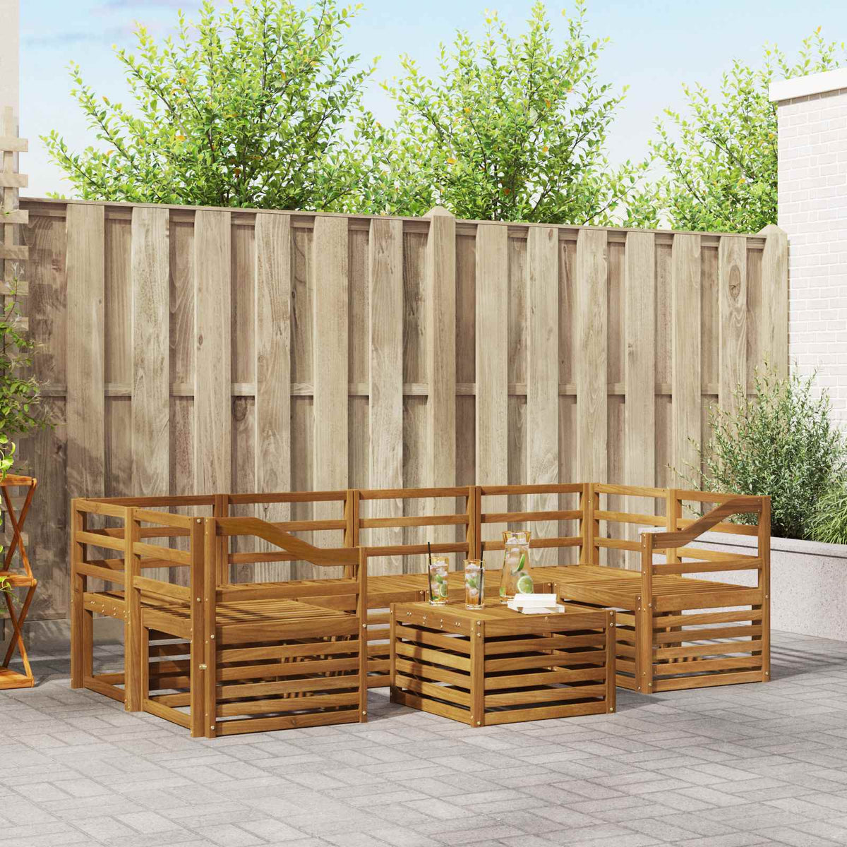 Set vanjskih sofa 7 kom. Prirodna Čvrsto drvo akacije