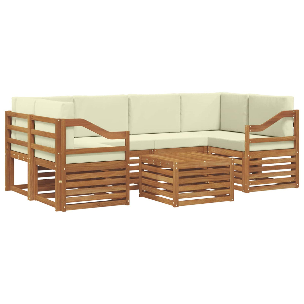 Set vanjskih sofa 7 kom. Prirodna i krem Čvrsto drvo akacije