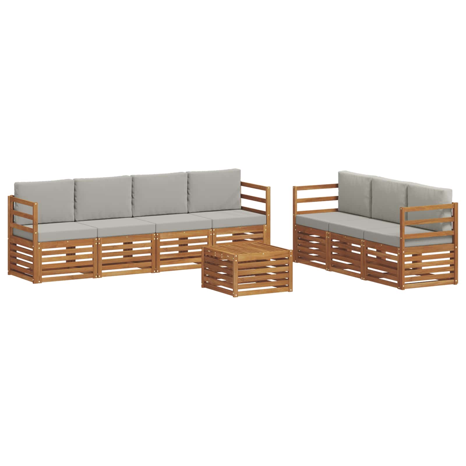 Setovi sofa 8 pcs Prirodna i svijetlo siva Čvrsto drvo akacije