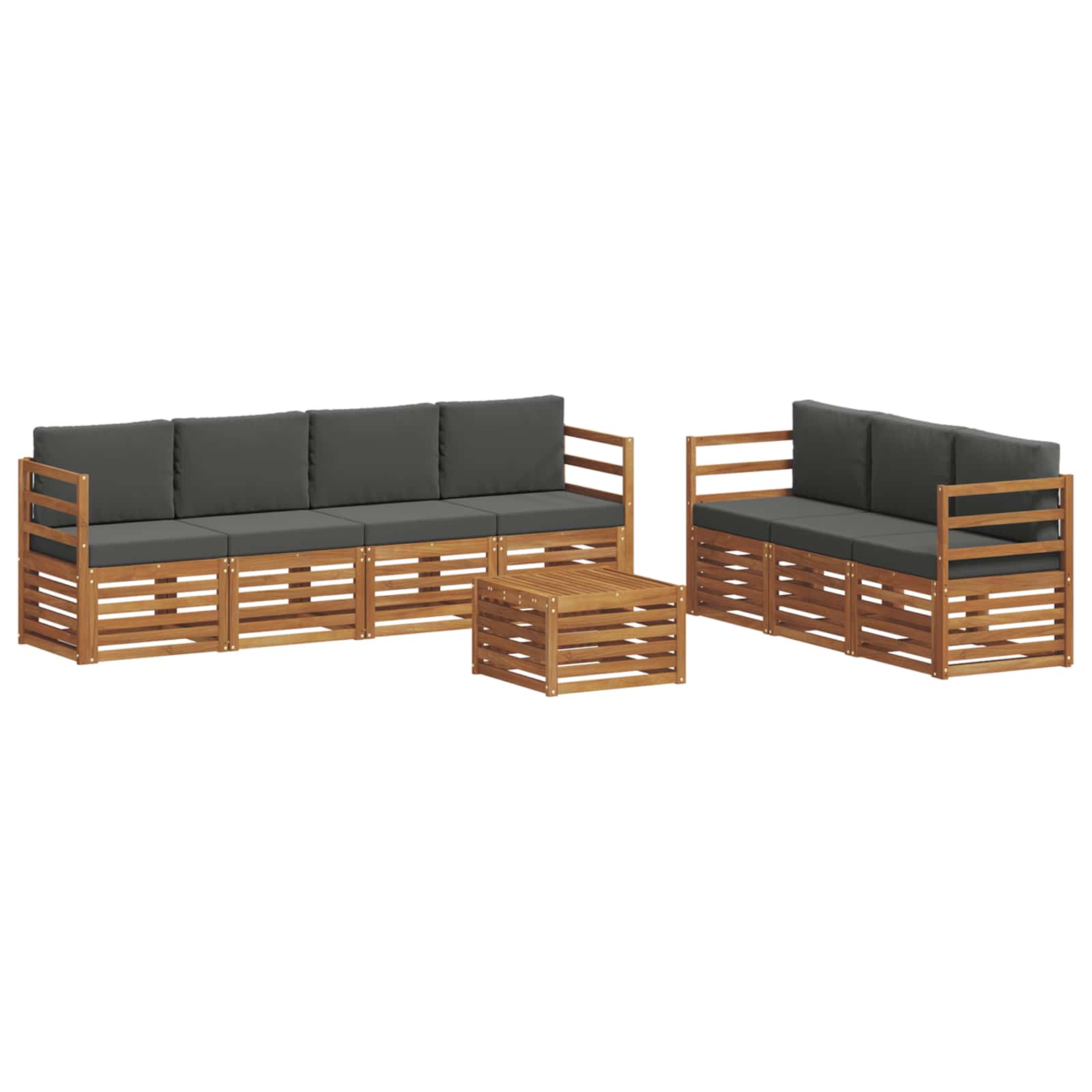 Setovi sofa 8 pcs Prirodna i antracit Čvrsto drvo akacije