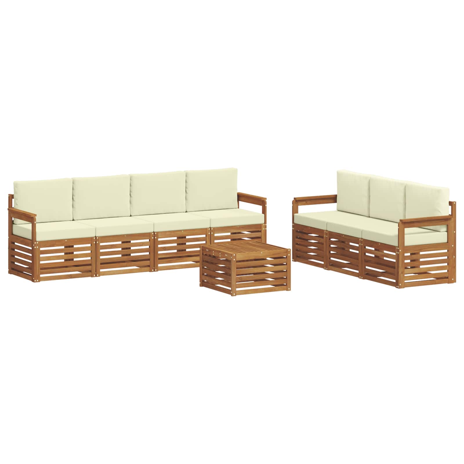 Setovi sofa 8 pcs Prirodna i krem Čvrsto drvo akacije