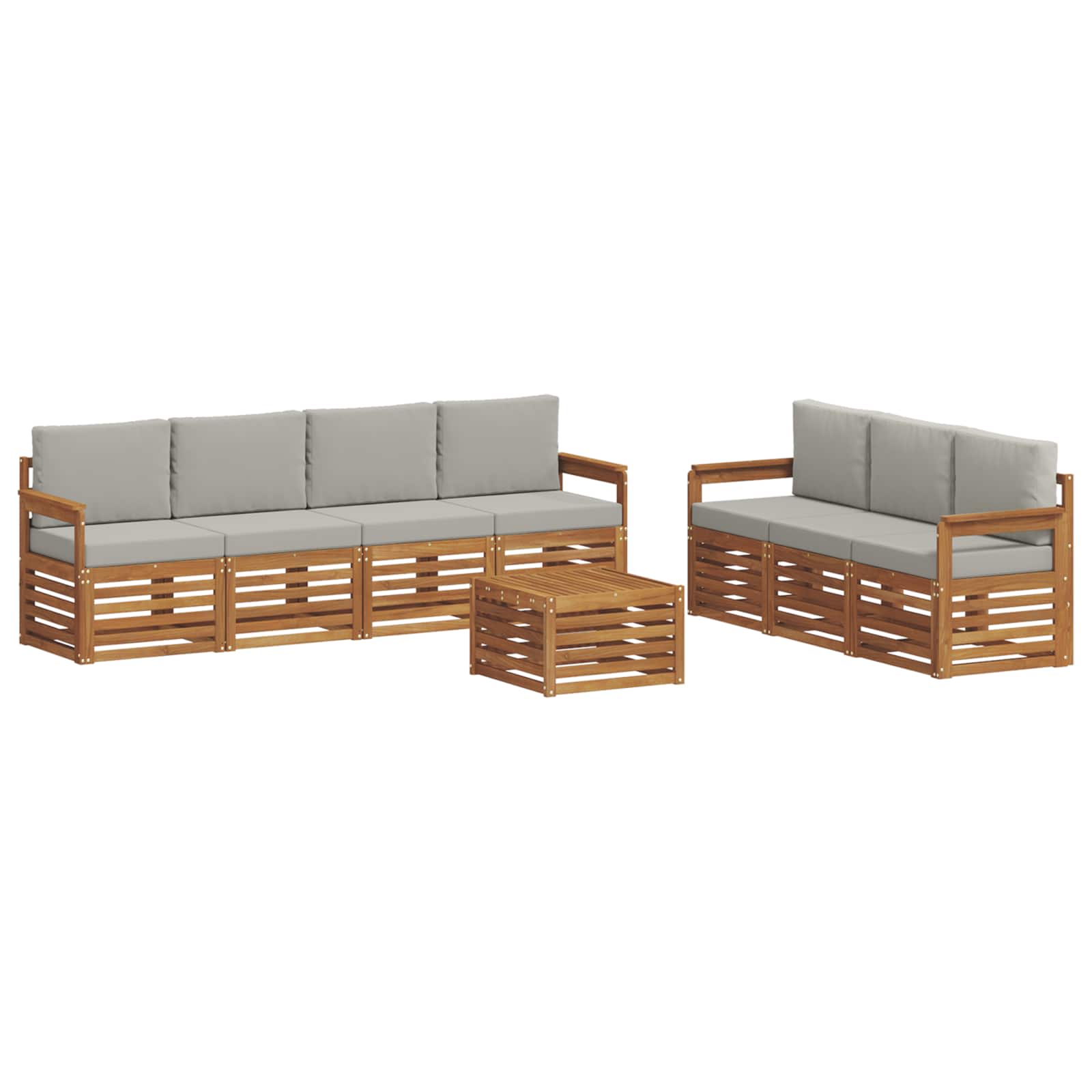 Setovi sofa 8 pcs Prirodna i svijetlo siva Čvrsto drvo akacije