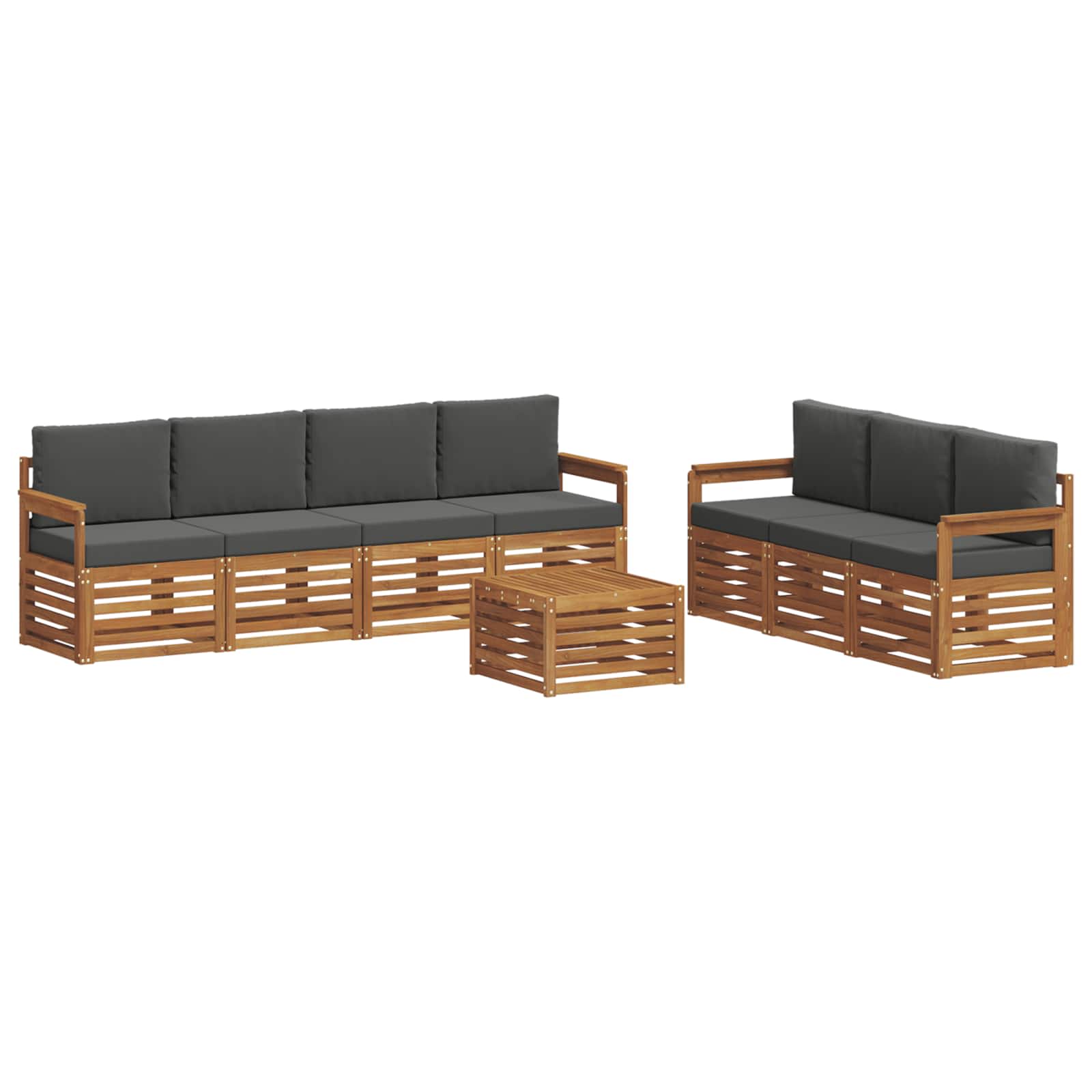 Setovi sofa 8 pcs Prirodna i antracit Čvrsto drvo akacije