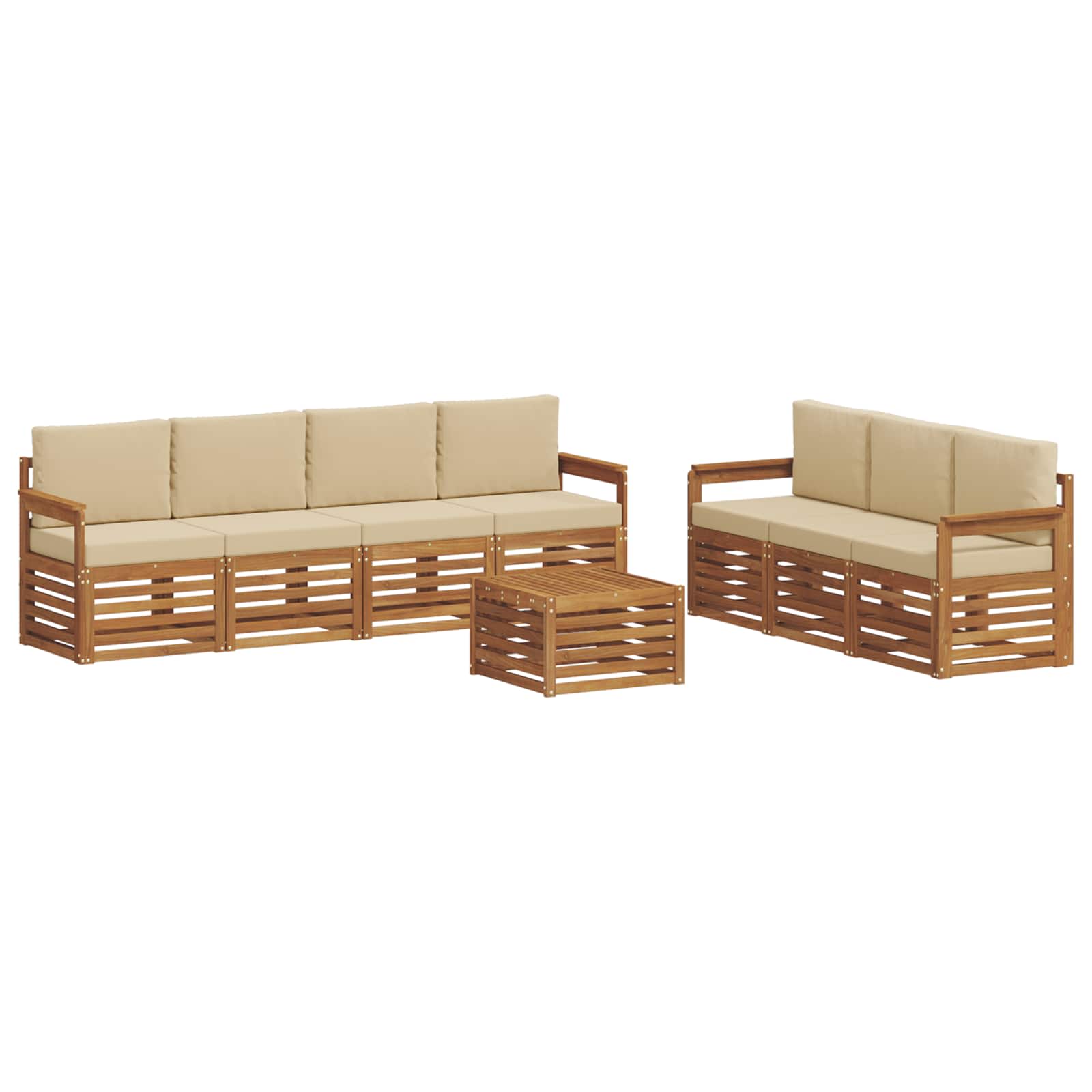 Setovi sofa s jastukom 8 pcs Prirodna i bež Čvrsto drvo akacije