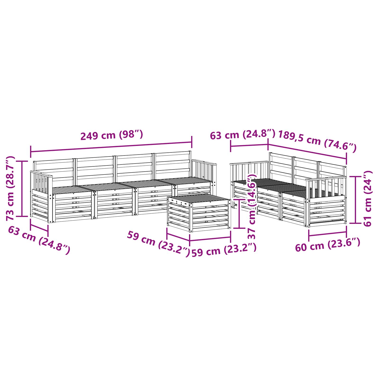 Setovi sofa 8 pcs Prirodna Čvrsto drvo akacije