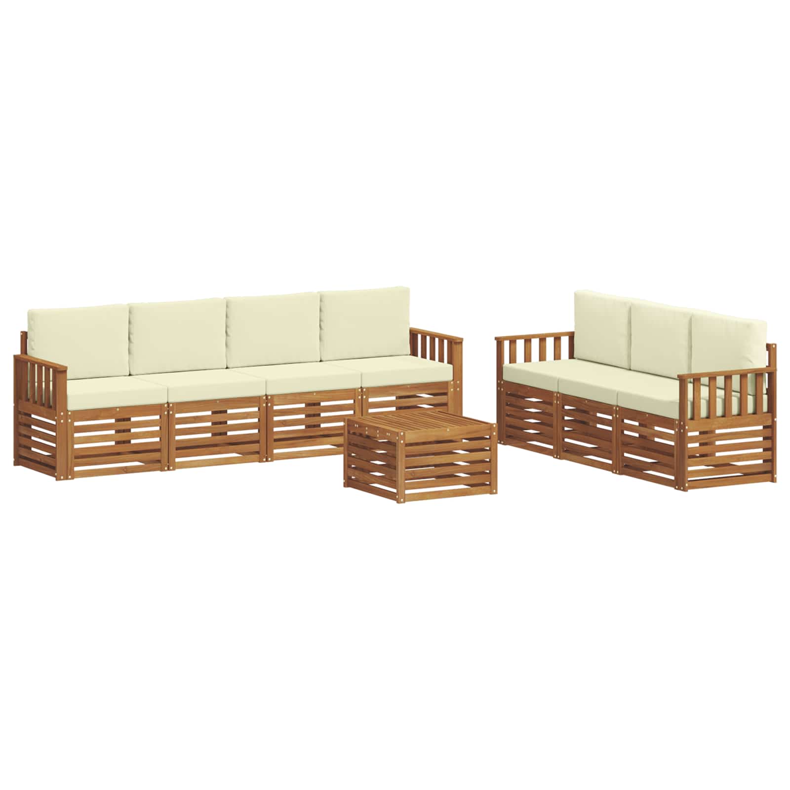 Setovi sofa 8 pcs Prirodna i krem Čvrsto drvo akacije