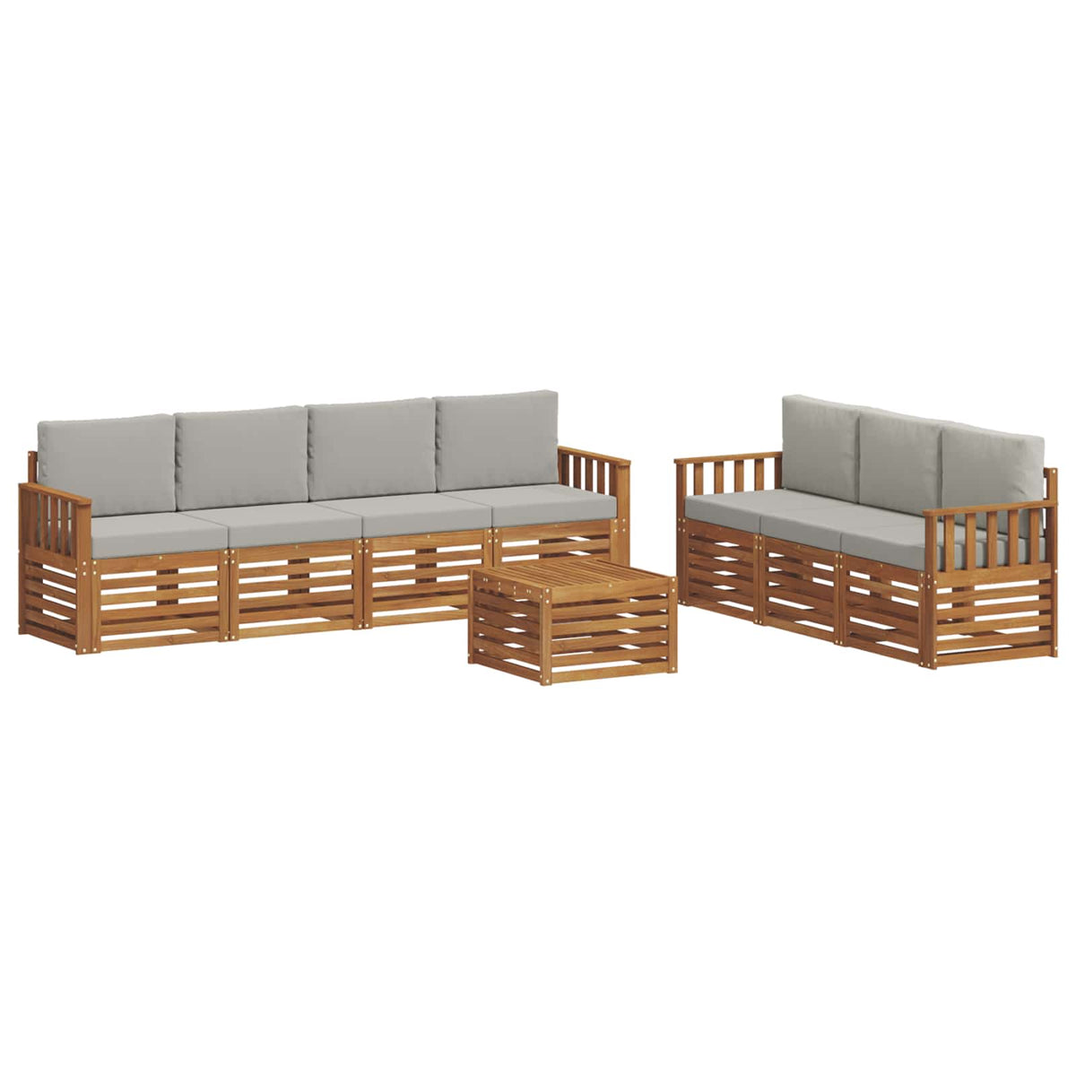 Setovi sofa 8 pcs Prirodna i svijetlo siva Čvrsto drvo akacije