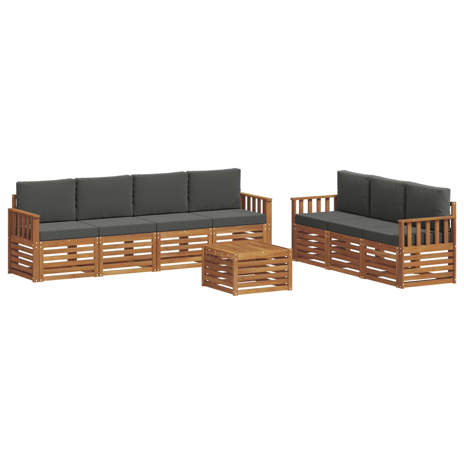 Setovi sofa 8 pcs Prirodna i antracit Čvrsto drvo akacije