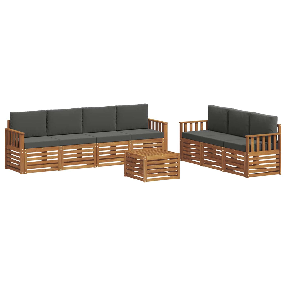 Setovi sofa 8 kom. Prirodna i antracit Čvrsto drvo akacije