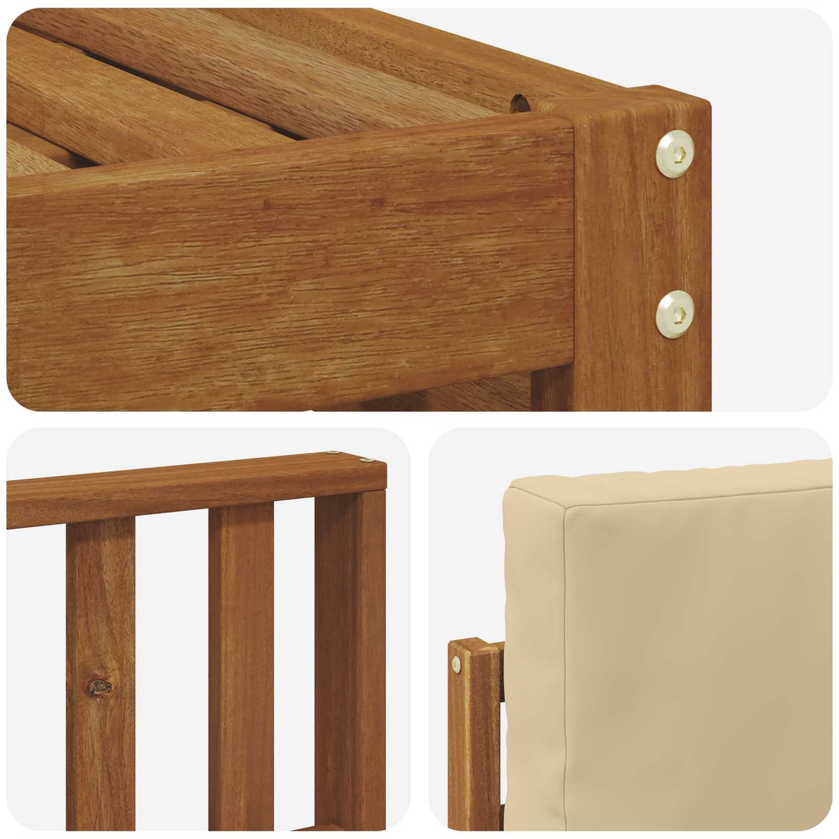 Setovi sofa s jastukom 8 pcs Prirodna i bež Čvrsto drvo akacije