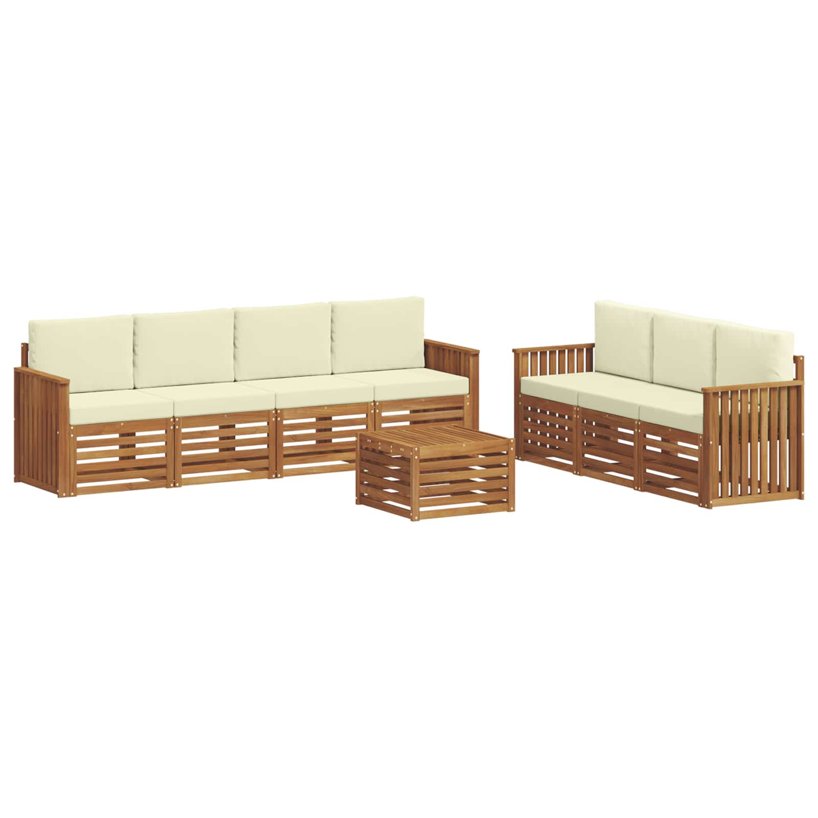 Setovi sofa 8 pcs Prirodna i krem Čvrsto drvo akacije
