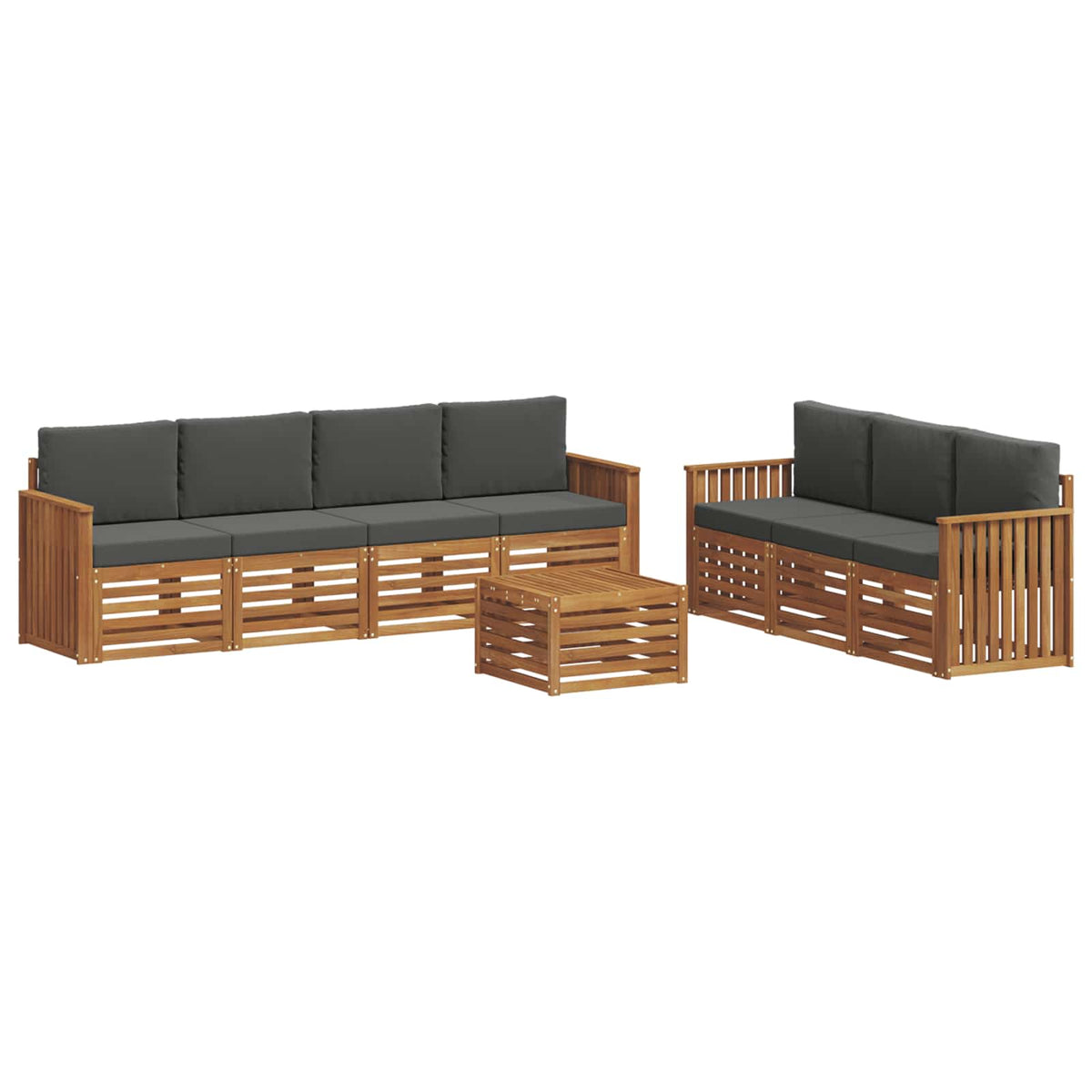 Setovi sofa 8 pcs Prirodna i antracit Čvrsto drvo akacije
