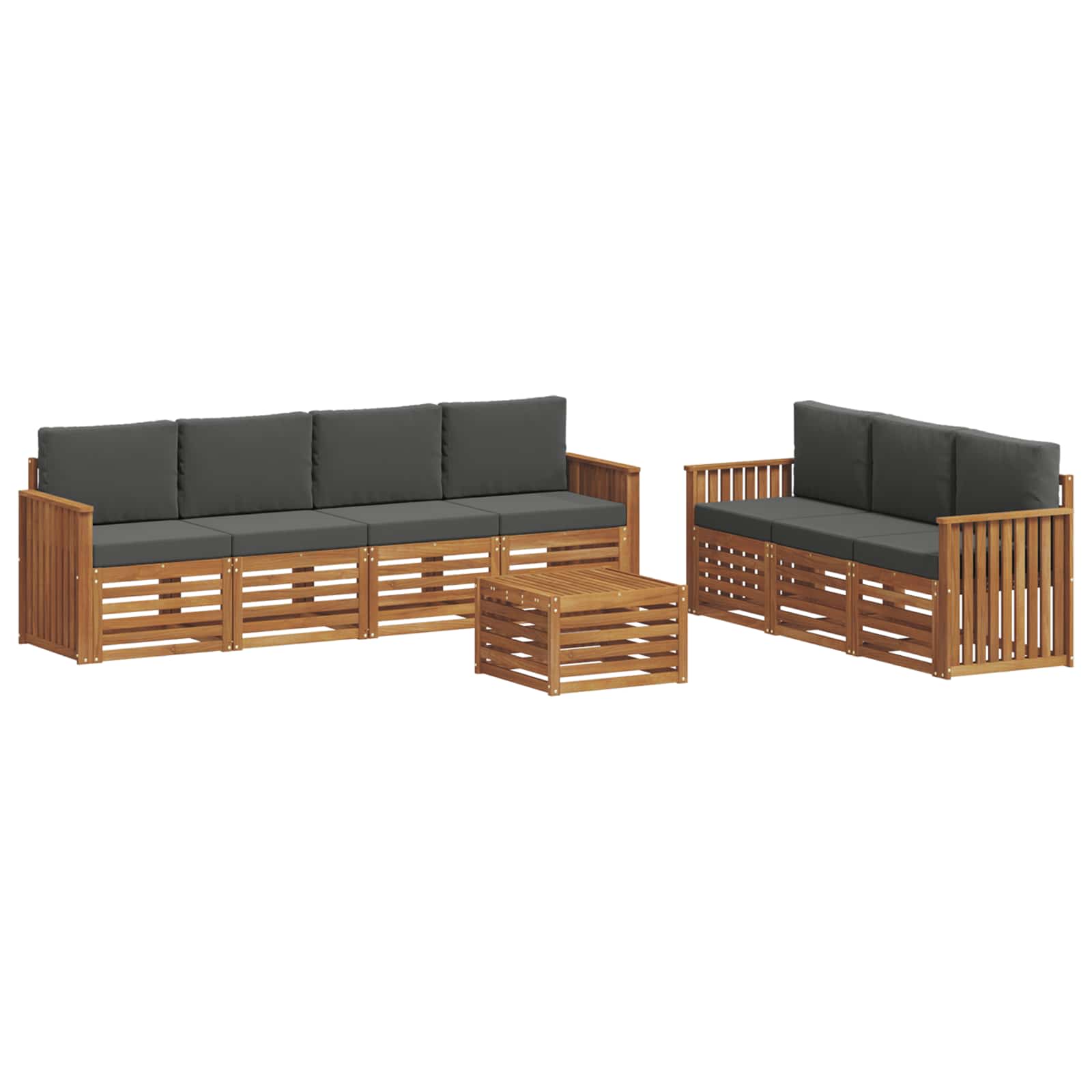 Setovi sofa 8 pcs Prirodna i antracit Čvrsto drvo akacije