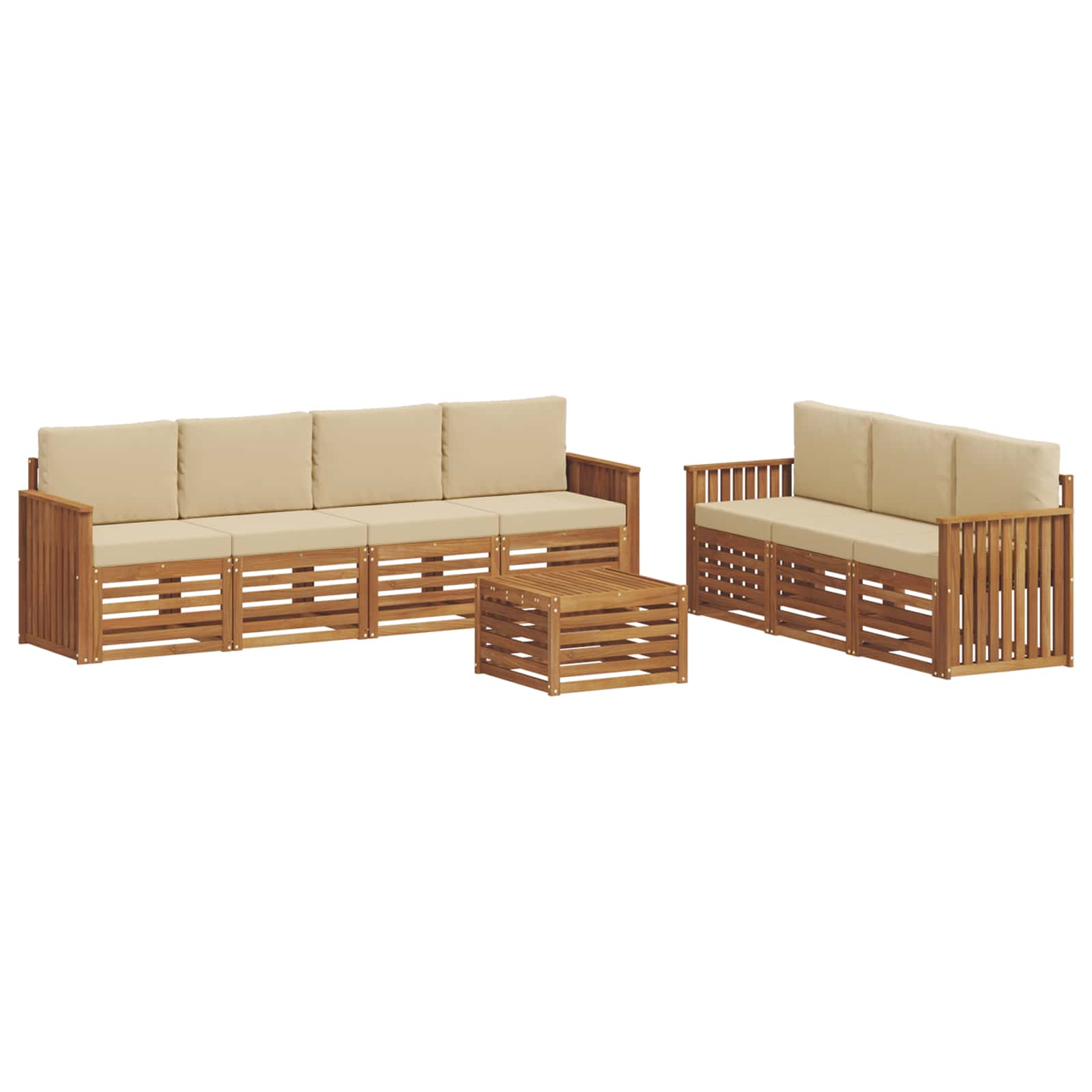 Setovi sofa s jastukom 8 pcs Prirodna i bež Čvrsto drvo akacije