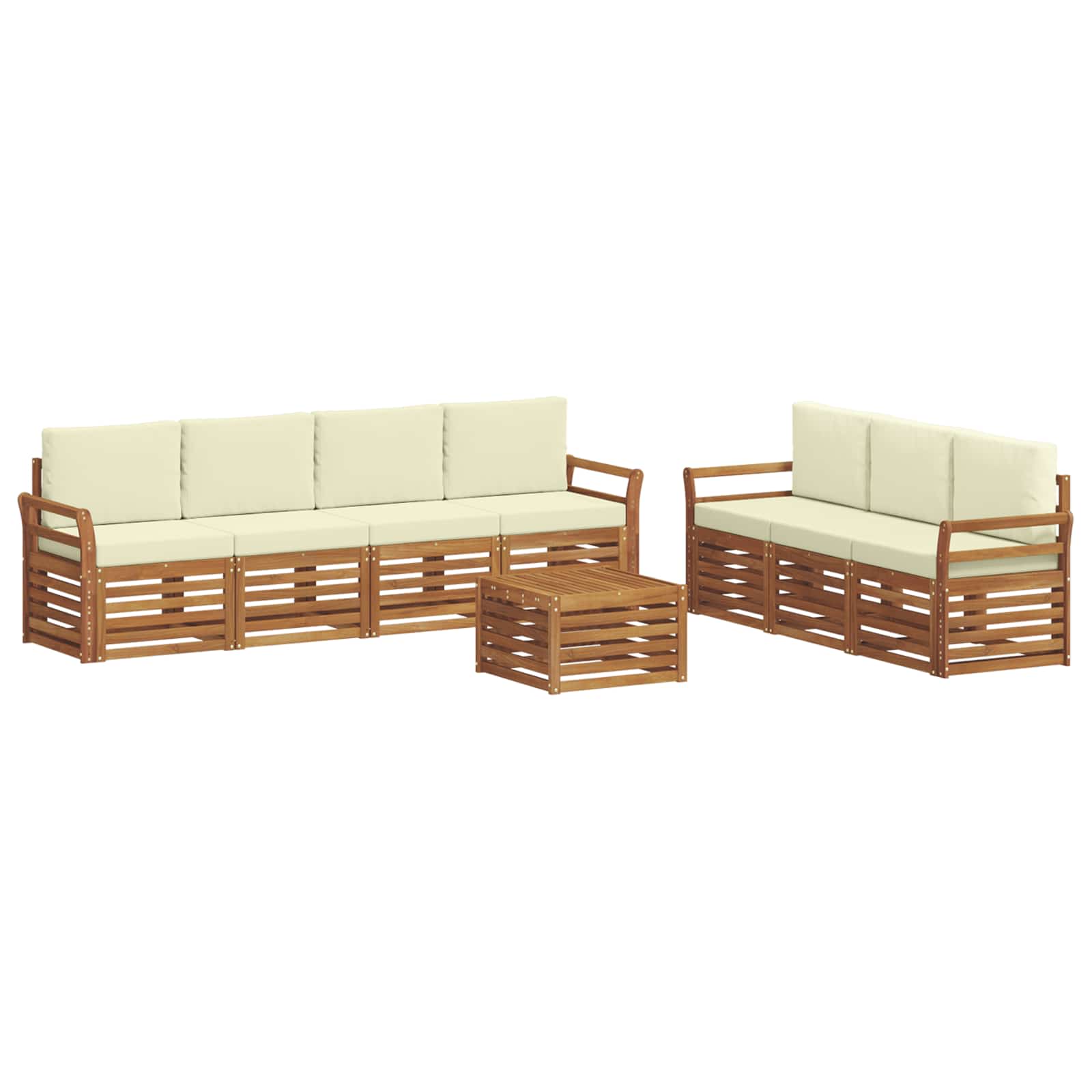 Setovi sofa 8 pcs Prirodna i krem Čvrsto drvo akacije