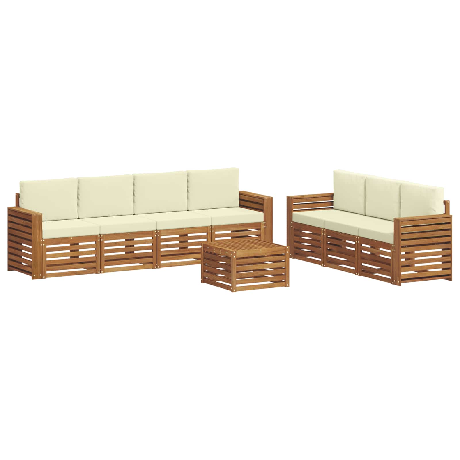 Setovi sofa 8 pcs Prirodna i krem Čvrsto drvo akacije