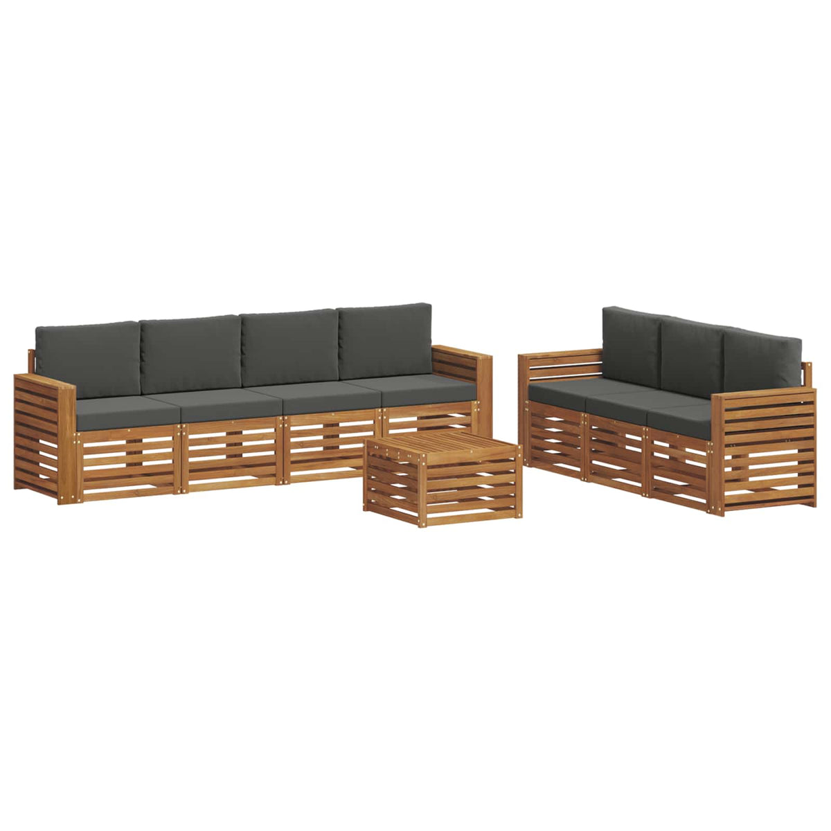 Setovi sofa 8 kom. Prirodna i antracit Čvrsto drvo akacije
