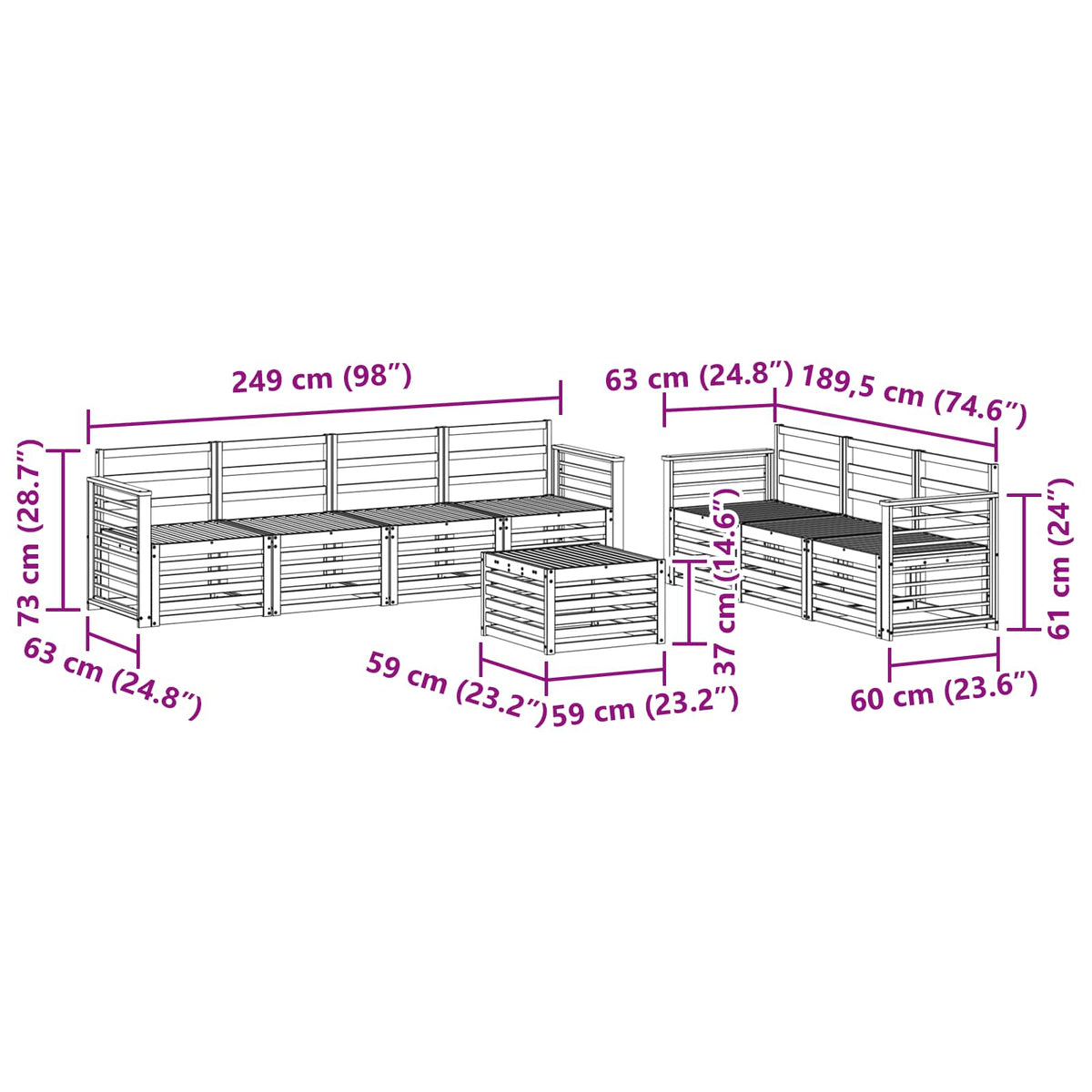 Setovi sofa 8 kom. Prirodna Čvrsto drvo akacije