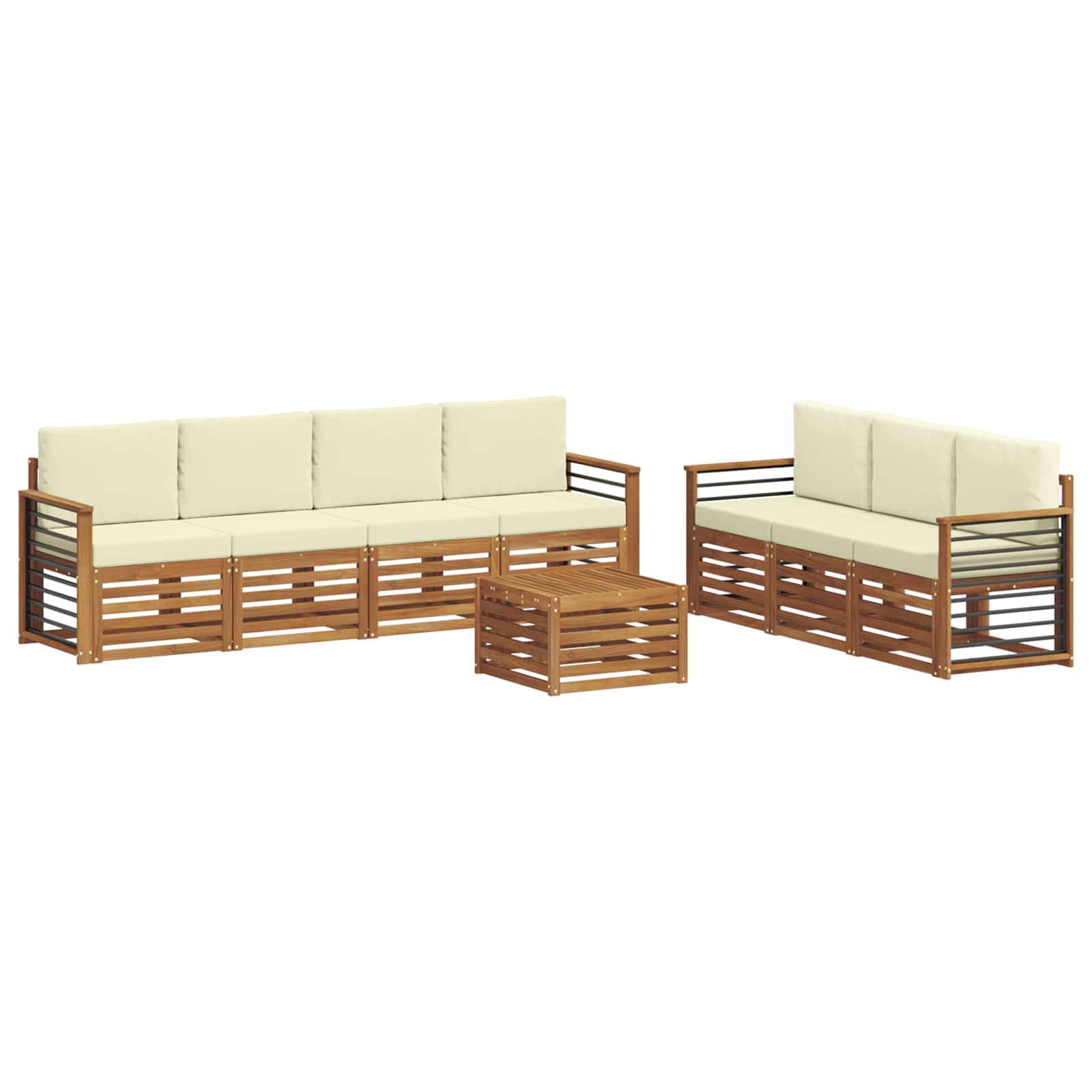Setovi sofa 8 pcs Prirodna i krem Čvrsto drvo akacije