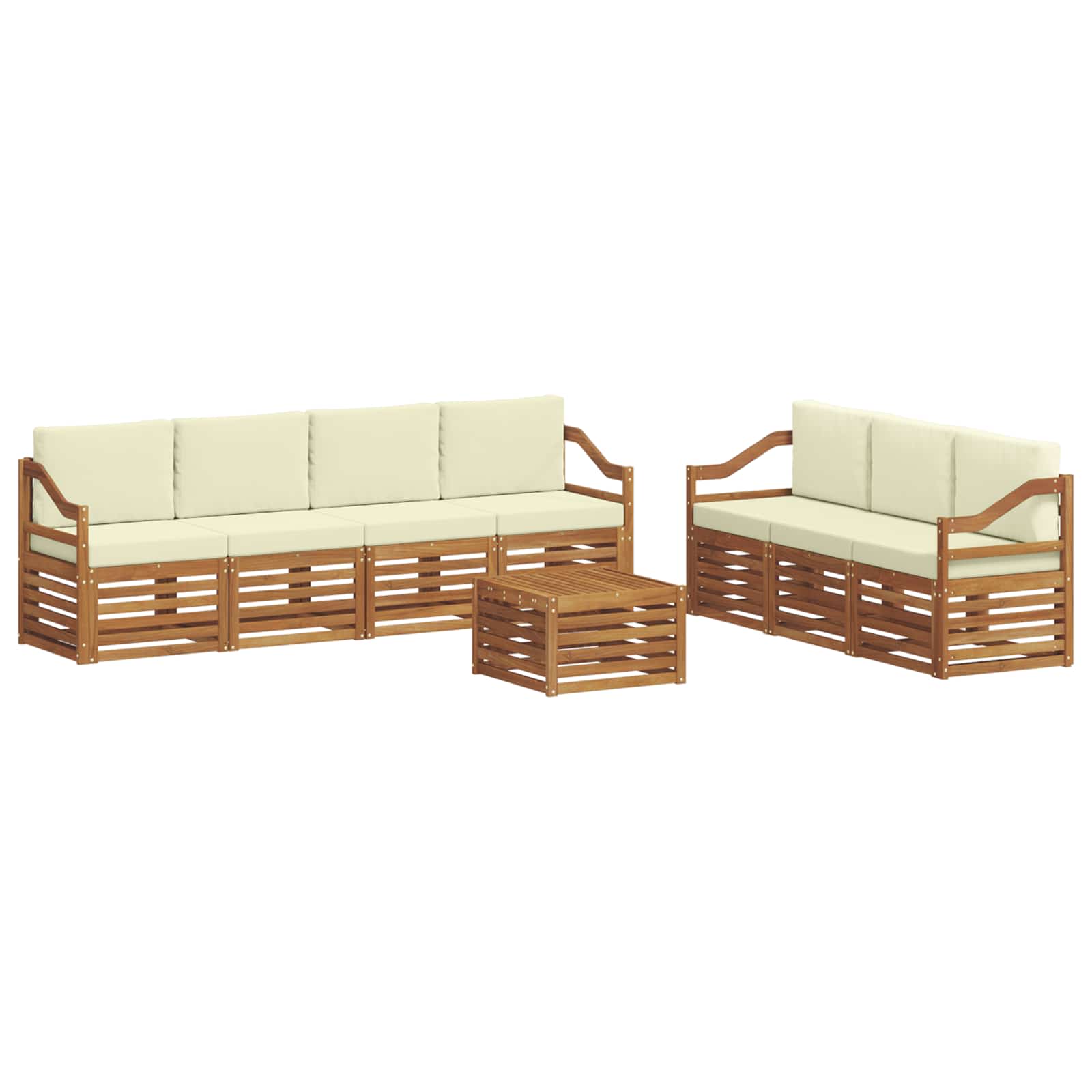Setovi sofa 8 pcs Prirodna i krem Čvrsto drvo akacije