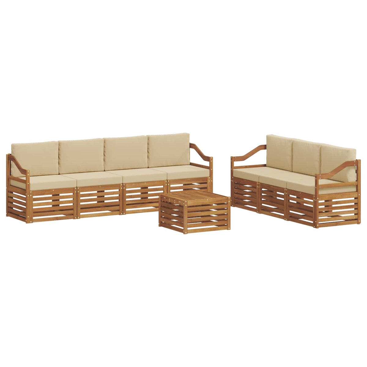Setovi sofa 8 kom. Prirodna i bež Čvrsto drvo akacije