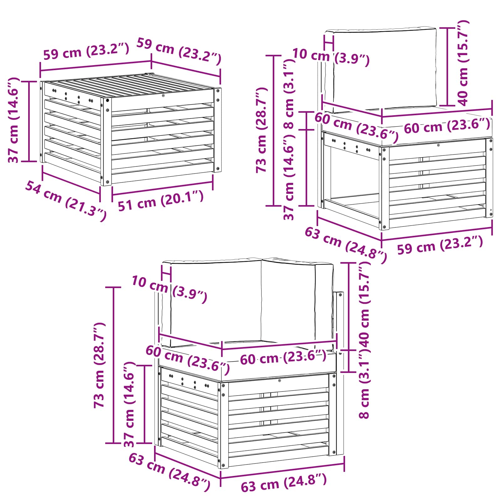 Set vanjskih sofa 8 pcs Prirodna i antracit Čvrsto drvo akacije