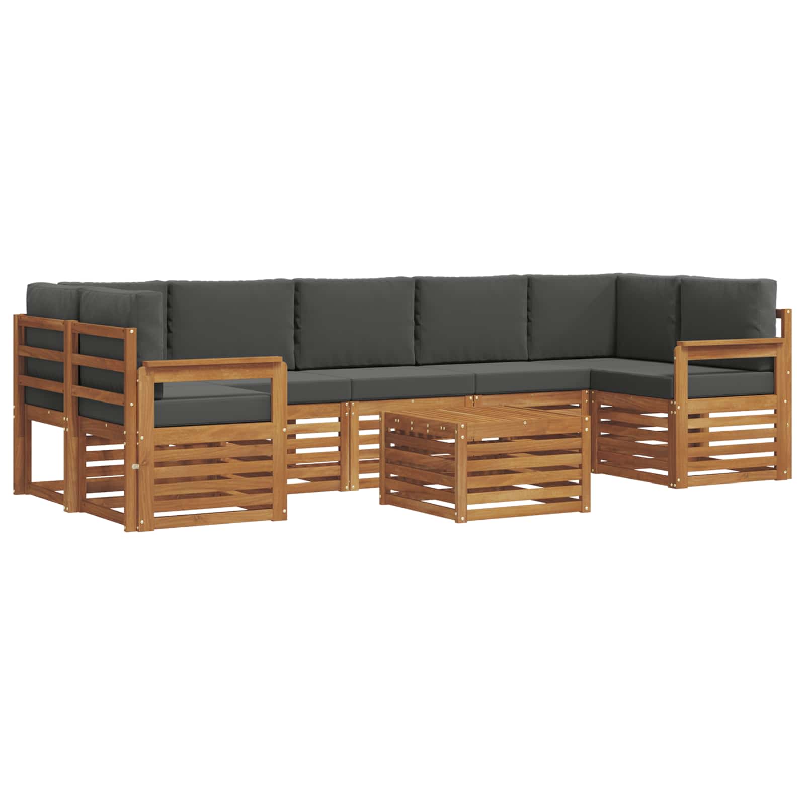Set vanjskih sofa 8 pcs Prirodna i antracit Čvrsto drvo akacije