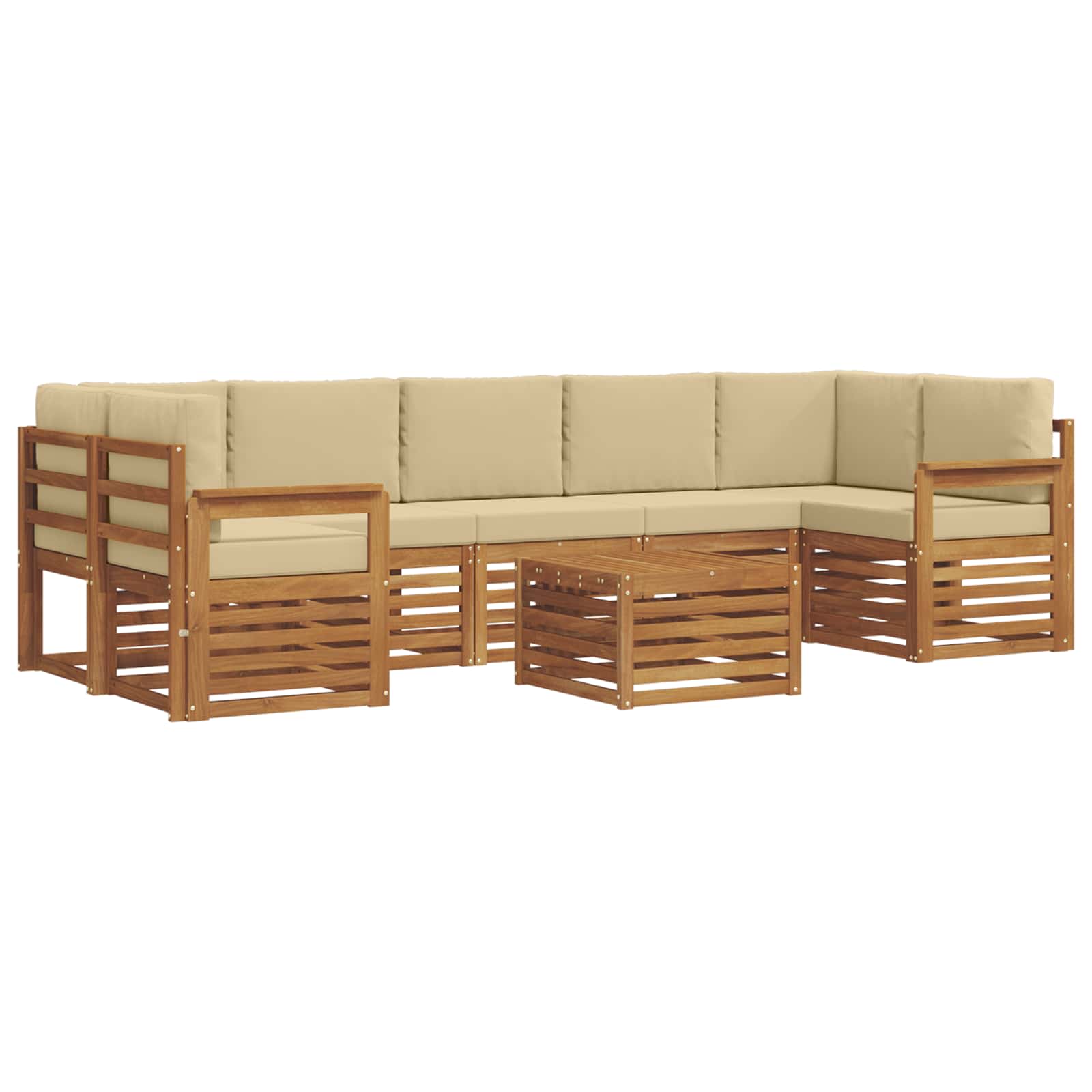 Set vanjskih sofa 8 pcs Prirodna i bež Čvrsto drvo akacije