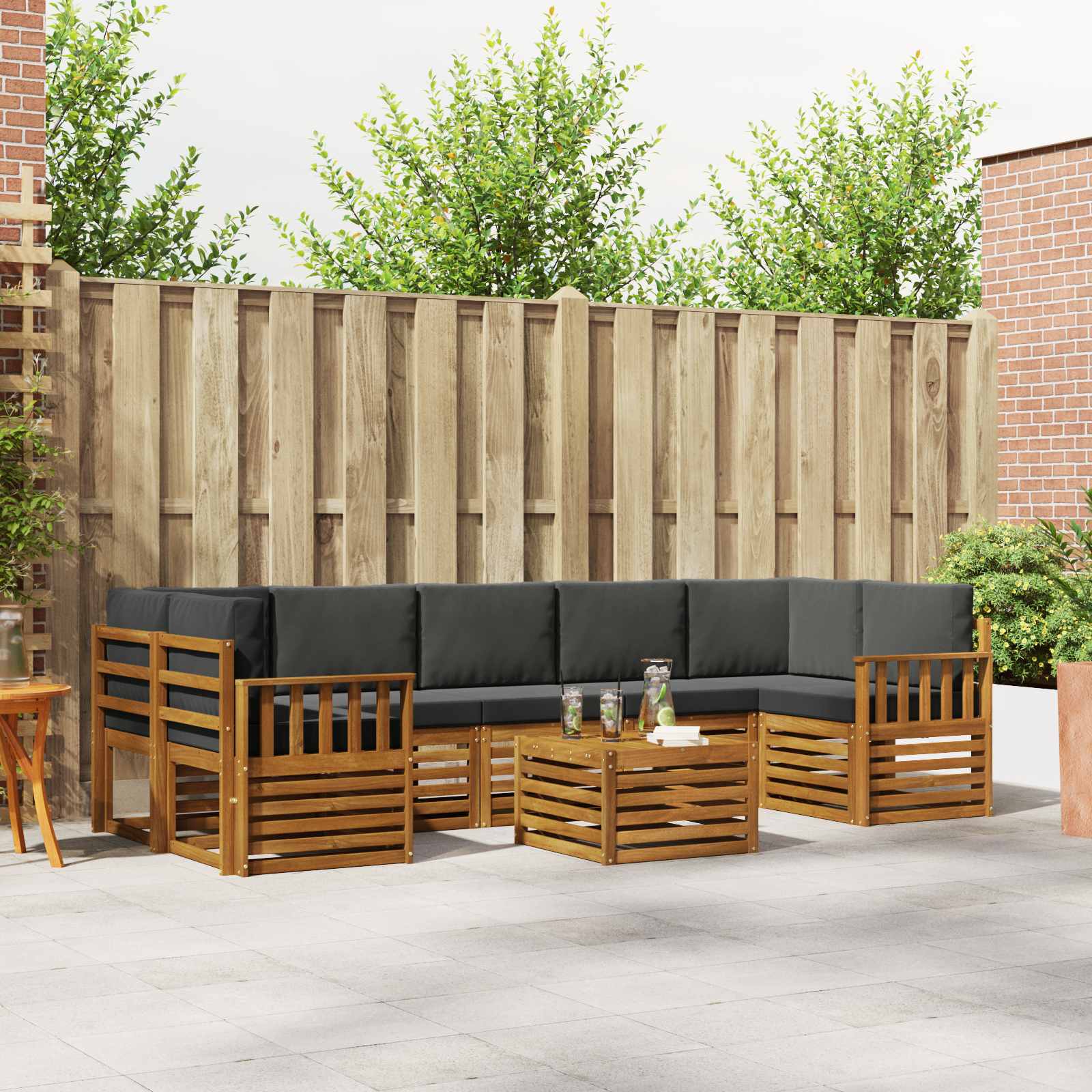 Set vanjskih sofa 8 pcs Prirodna i antracit Čvrsto drvo akacije