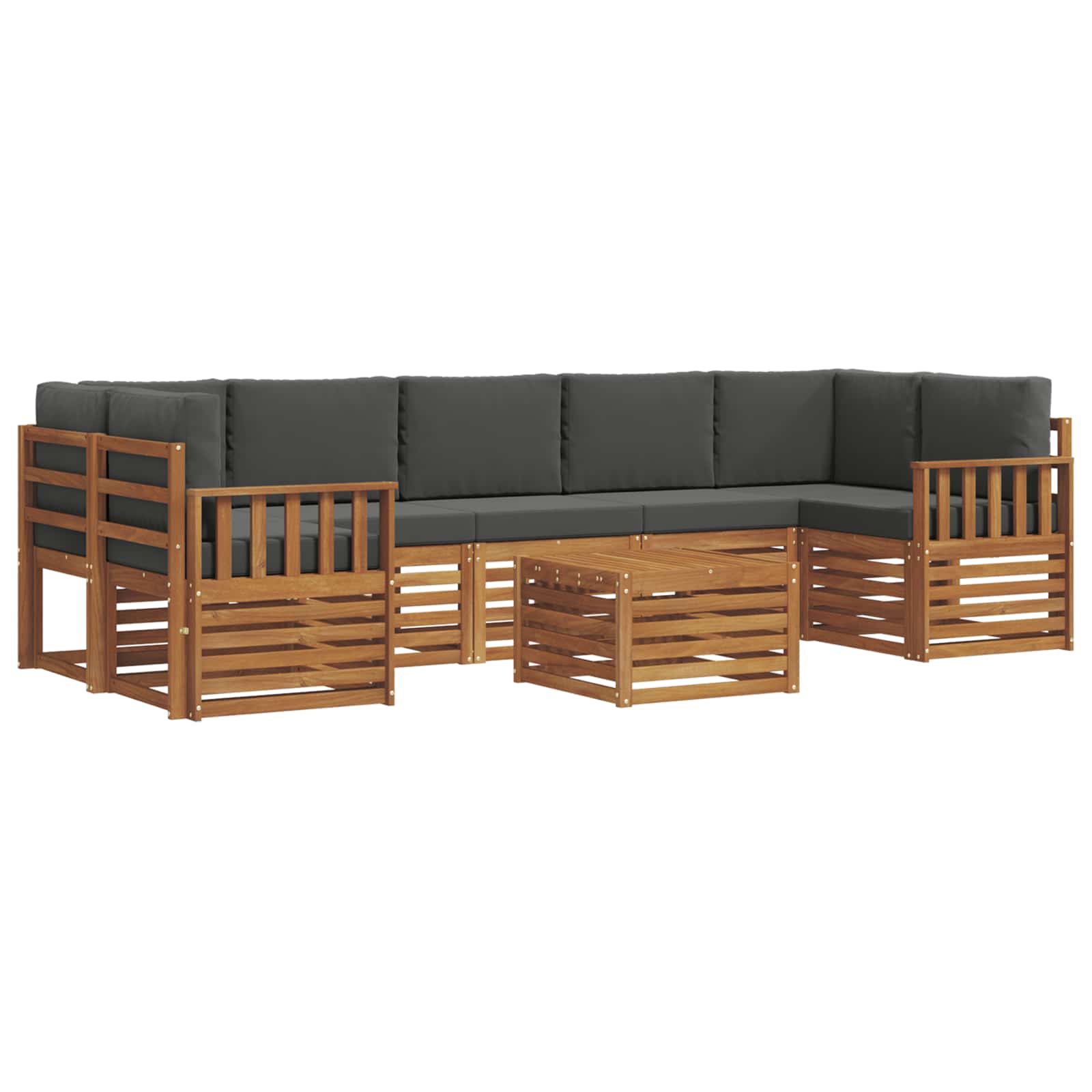 Set vanjskih sofa 8 pcs Prirodna i antracit Čvrsto drvo akacije