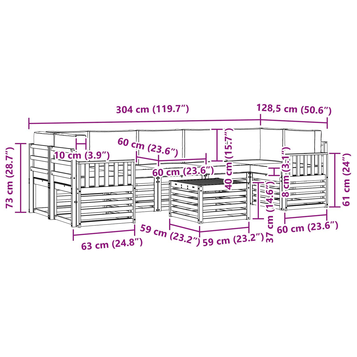 Set vanjskih sofa 8 pcs Prirodna i antracit Čvrsto drvo akacije