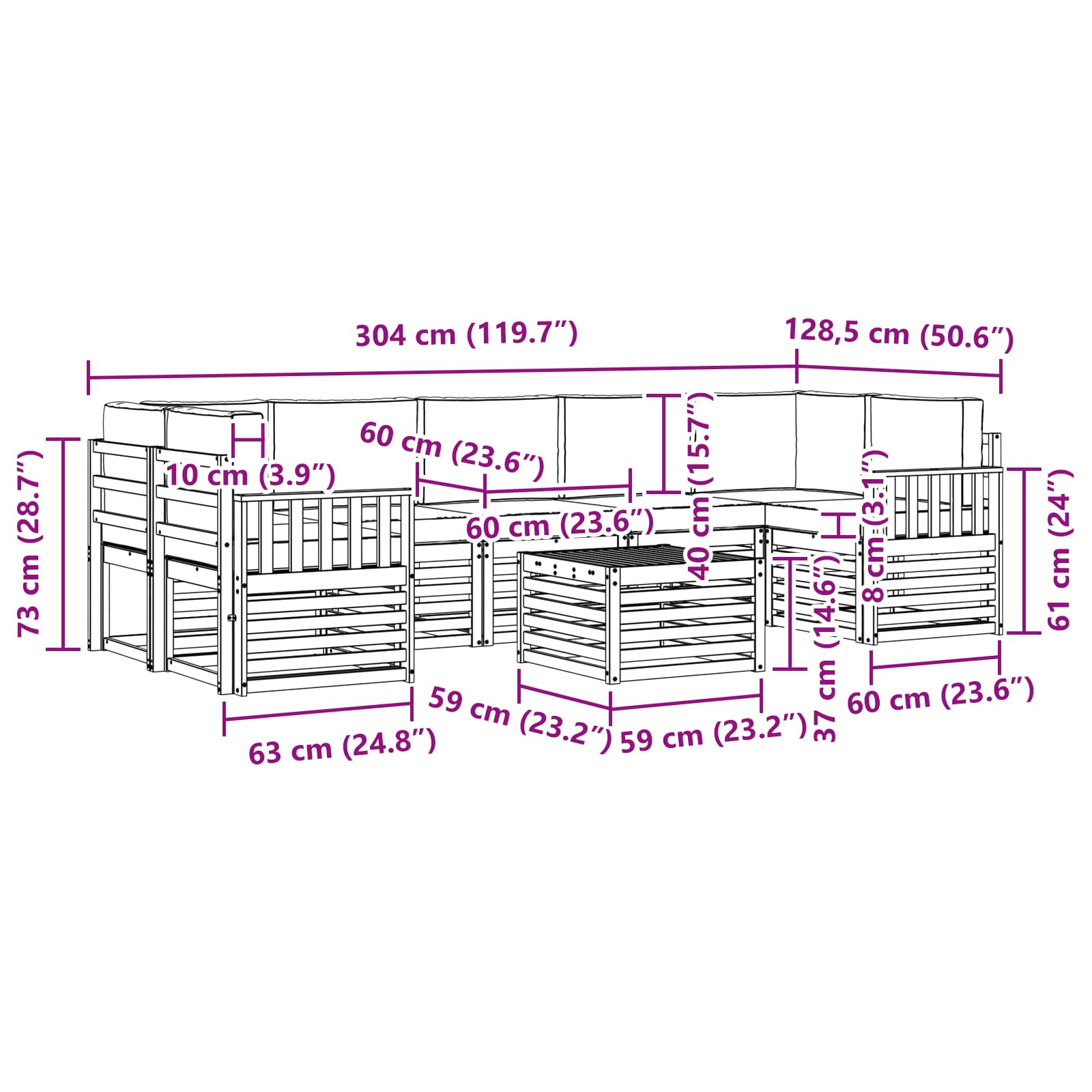 Set vanjskih sofa 8 pcs Prirodna i antracit Čvrsto drvo akacije