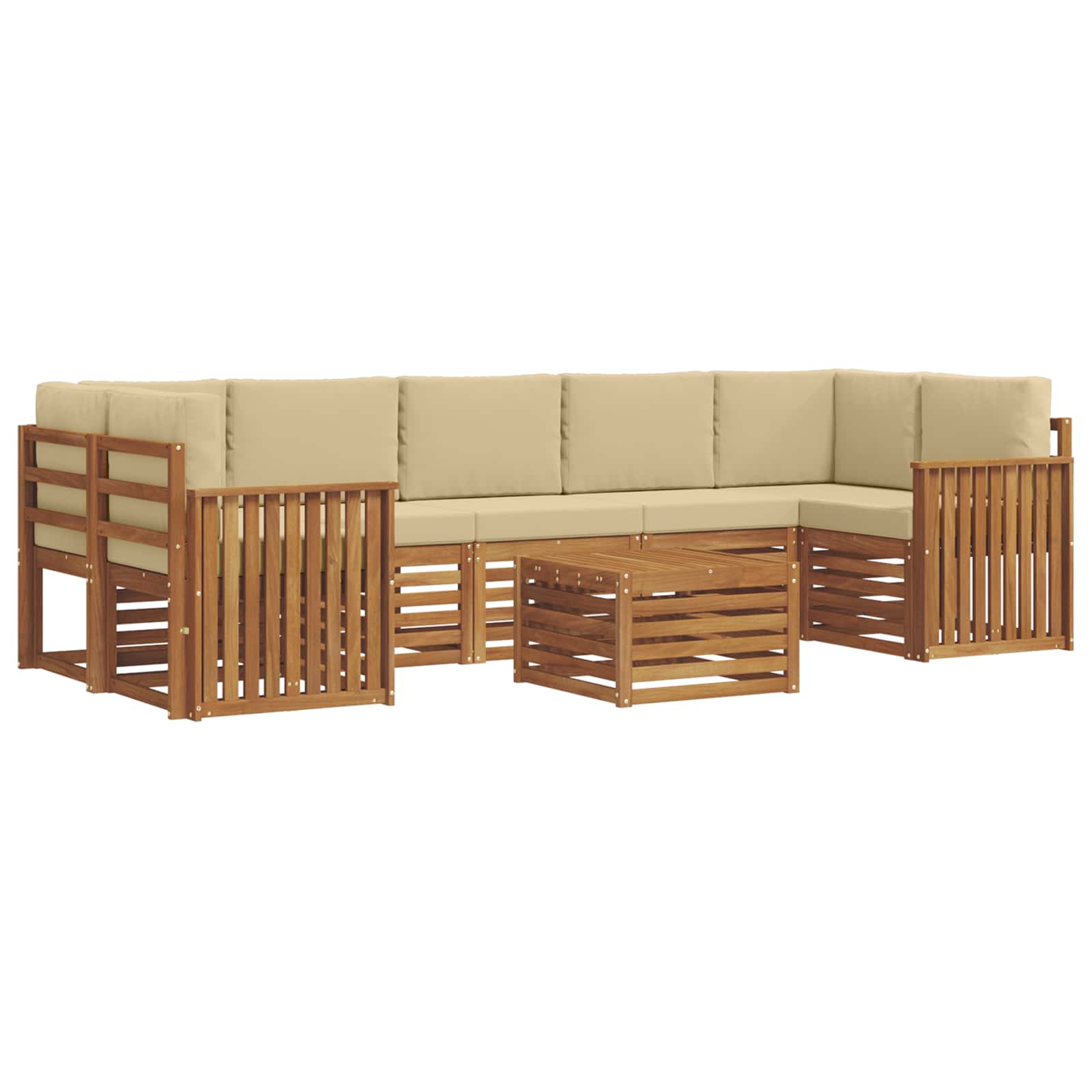 Set vanjskih sofa 8 pcs Prirodna i bež Čvrsto drvo akacije