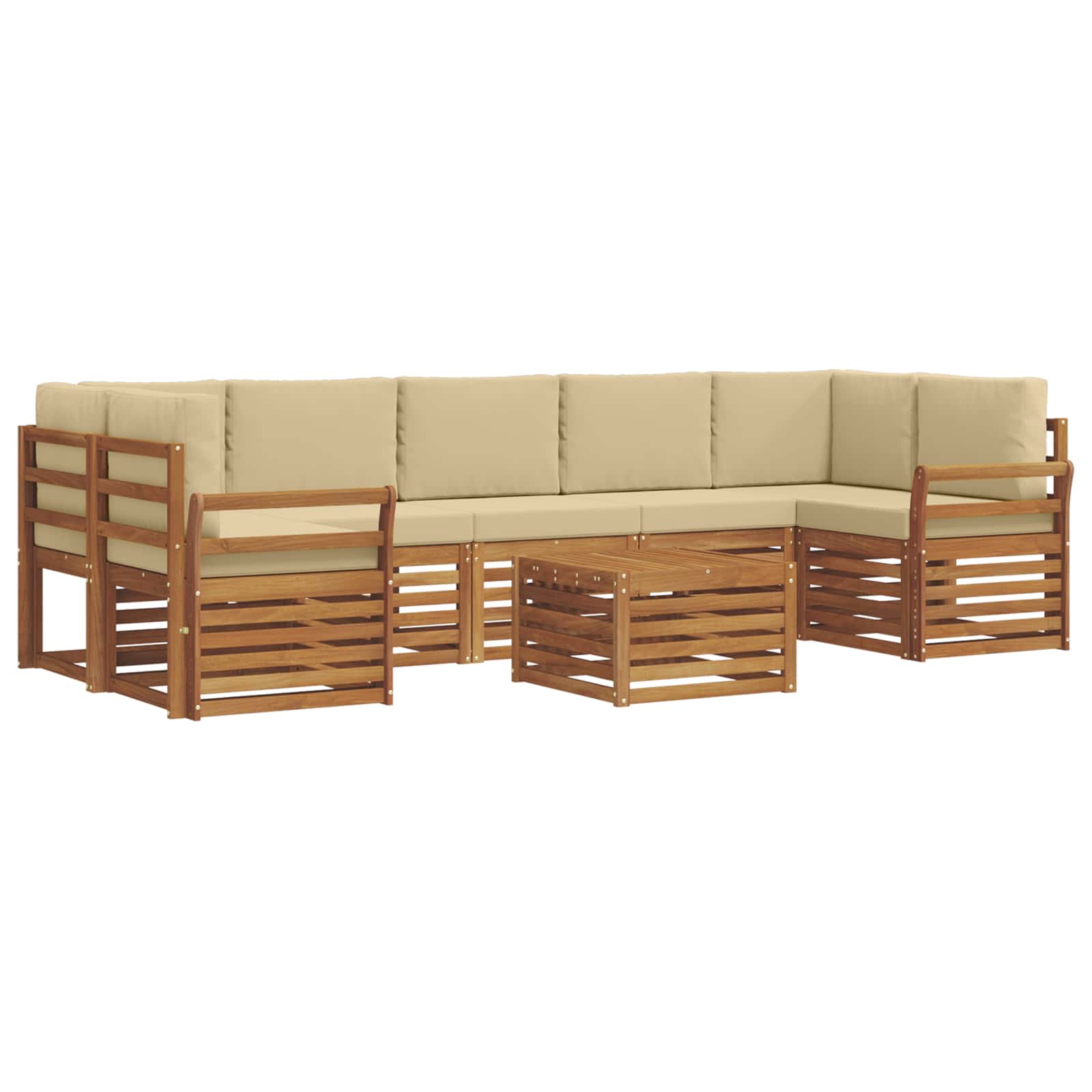 Set vanjskih sofa 8 pcs Prirodna i bež Čvrsto drvo akacije
