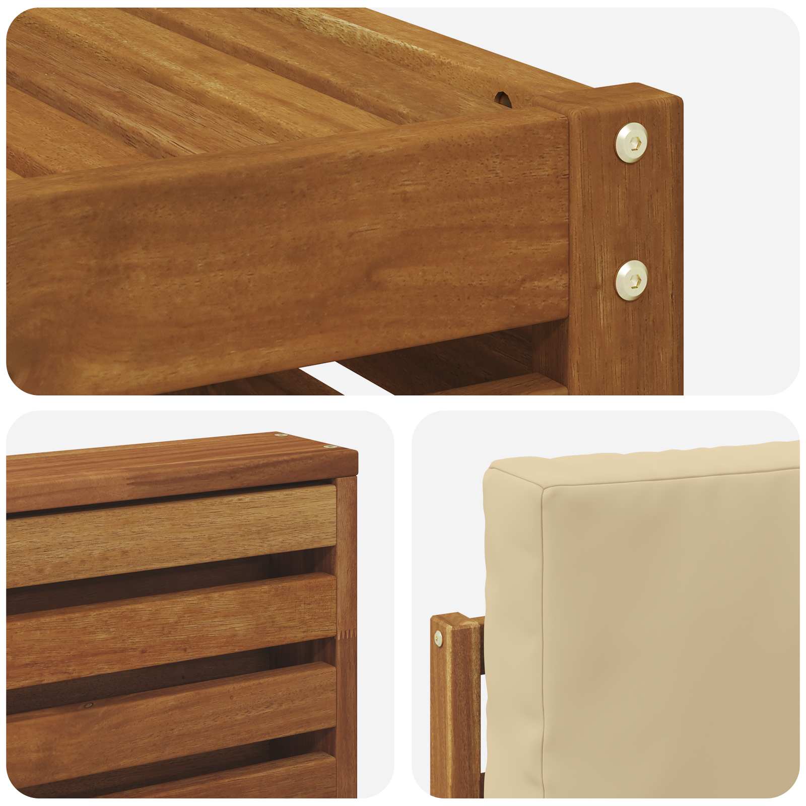 Set vanjskih sofa 8 pcs Prirodna i bež Čvrsto drvo akacije