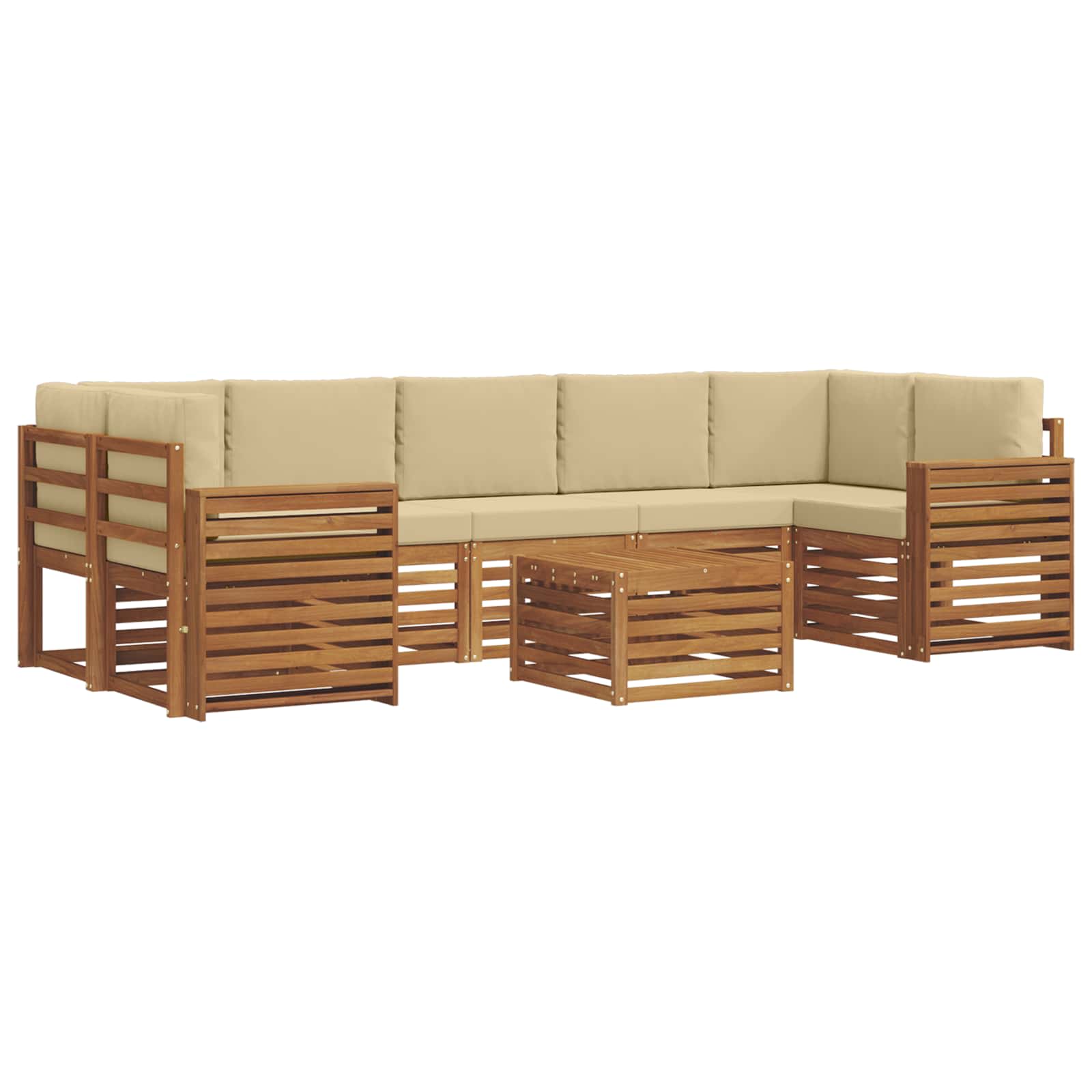 Set vanjskih sofa 8 pcs Prirodna i bež Čvrsto drvo akacije