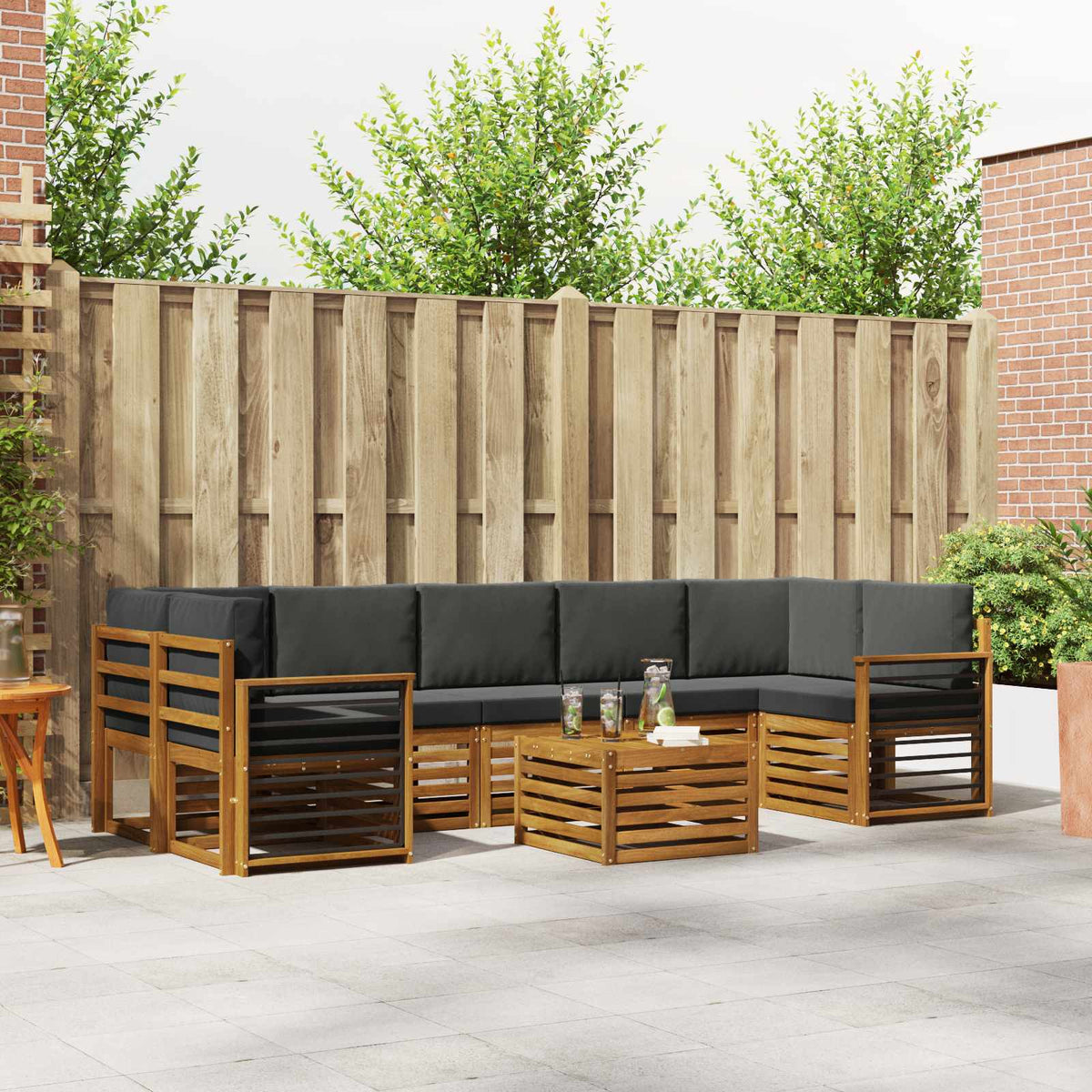 Set vanjskih sofa 8 kom. Prirodna i antracit