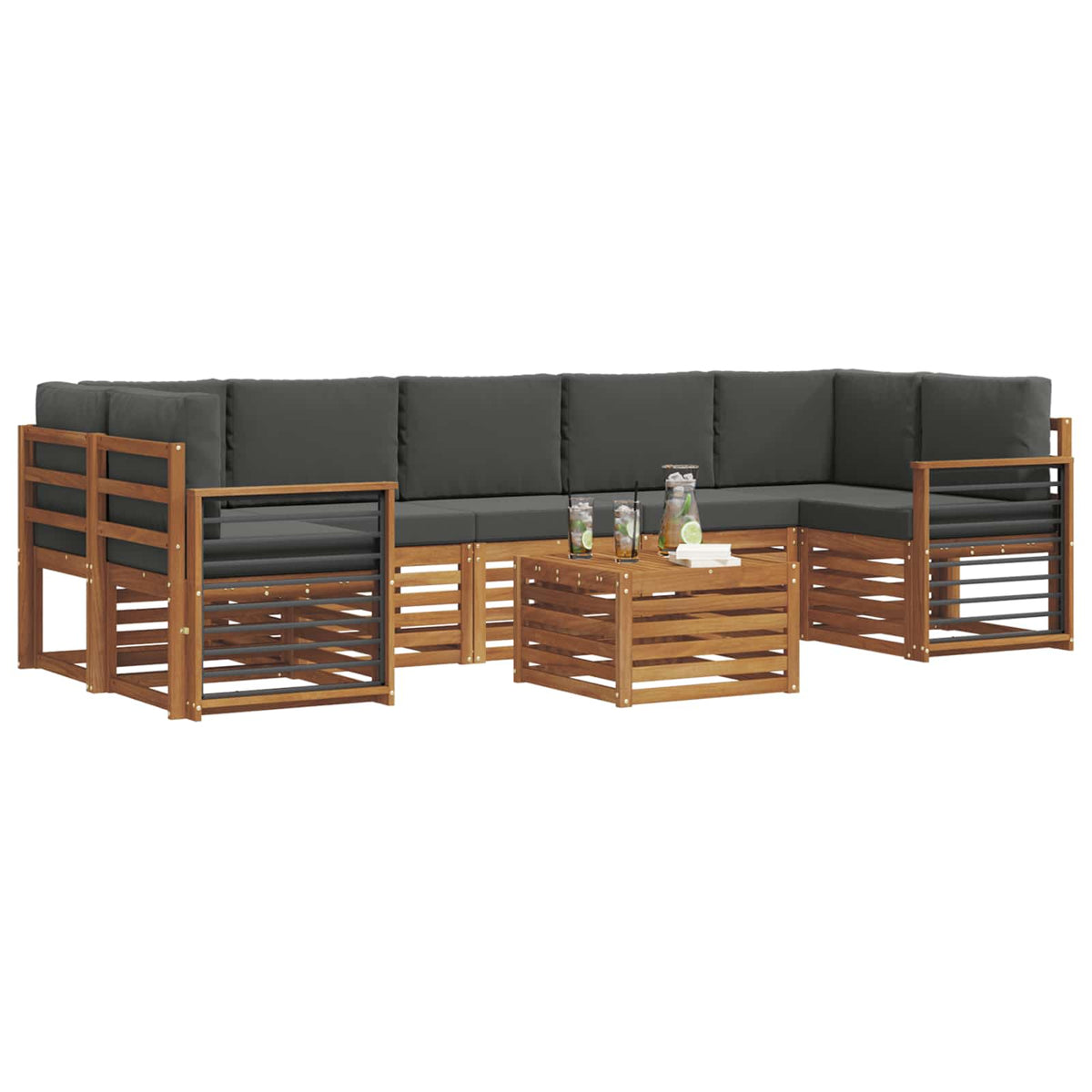 Set vanjskih sofa 8 kom. Prirodna i antracit
