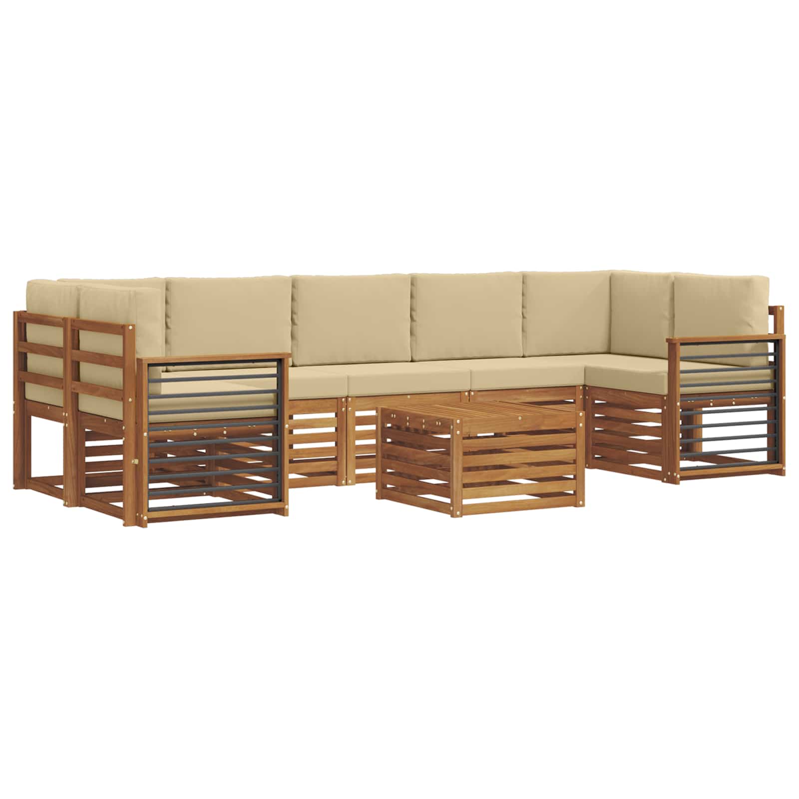 Set vanjskih sofa 8 pcs Prirodna i bež Čvrsto drvo akacije