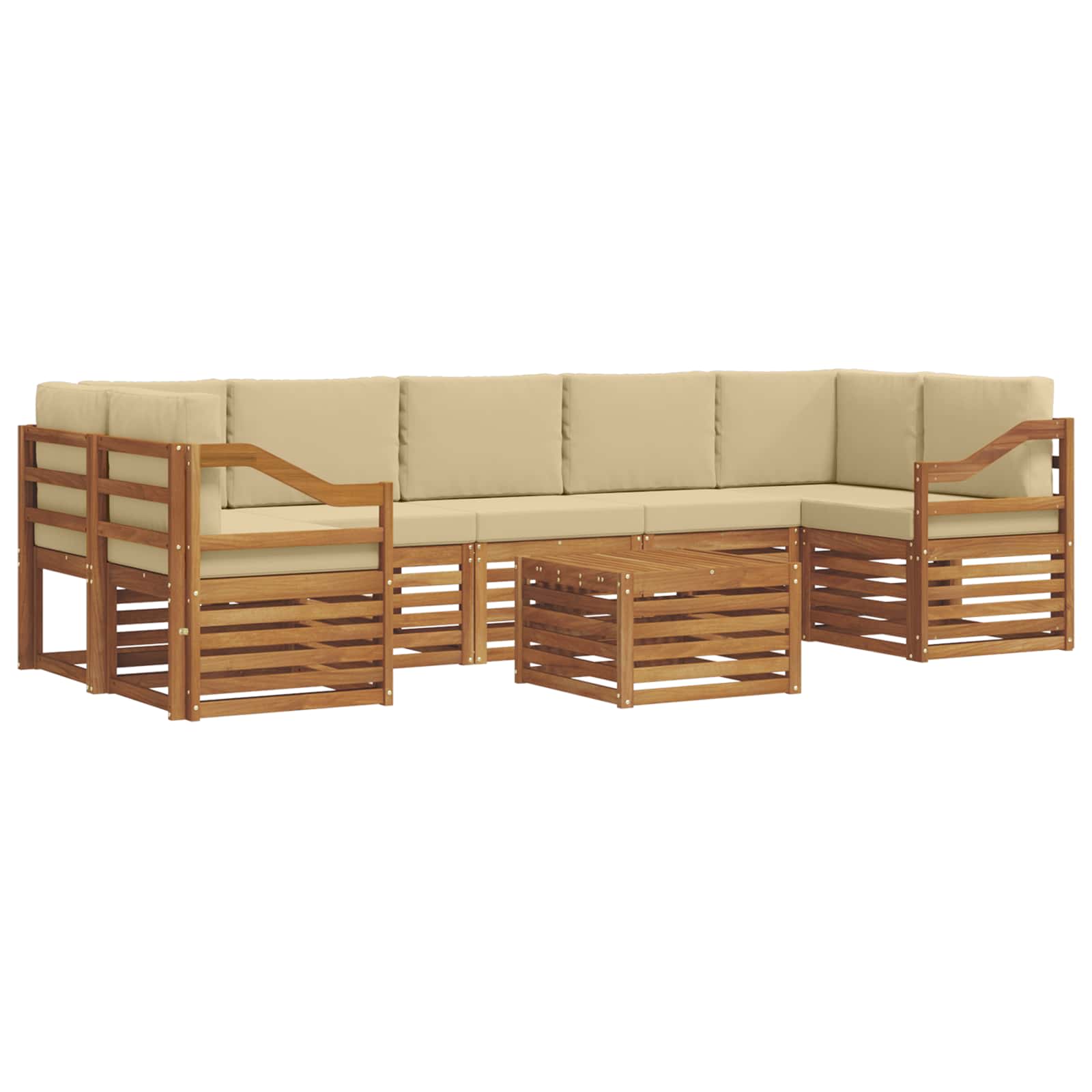 Set vanjskih sofa 8 pcs Prirodna i bež Čvrsto drvo akacije